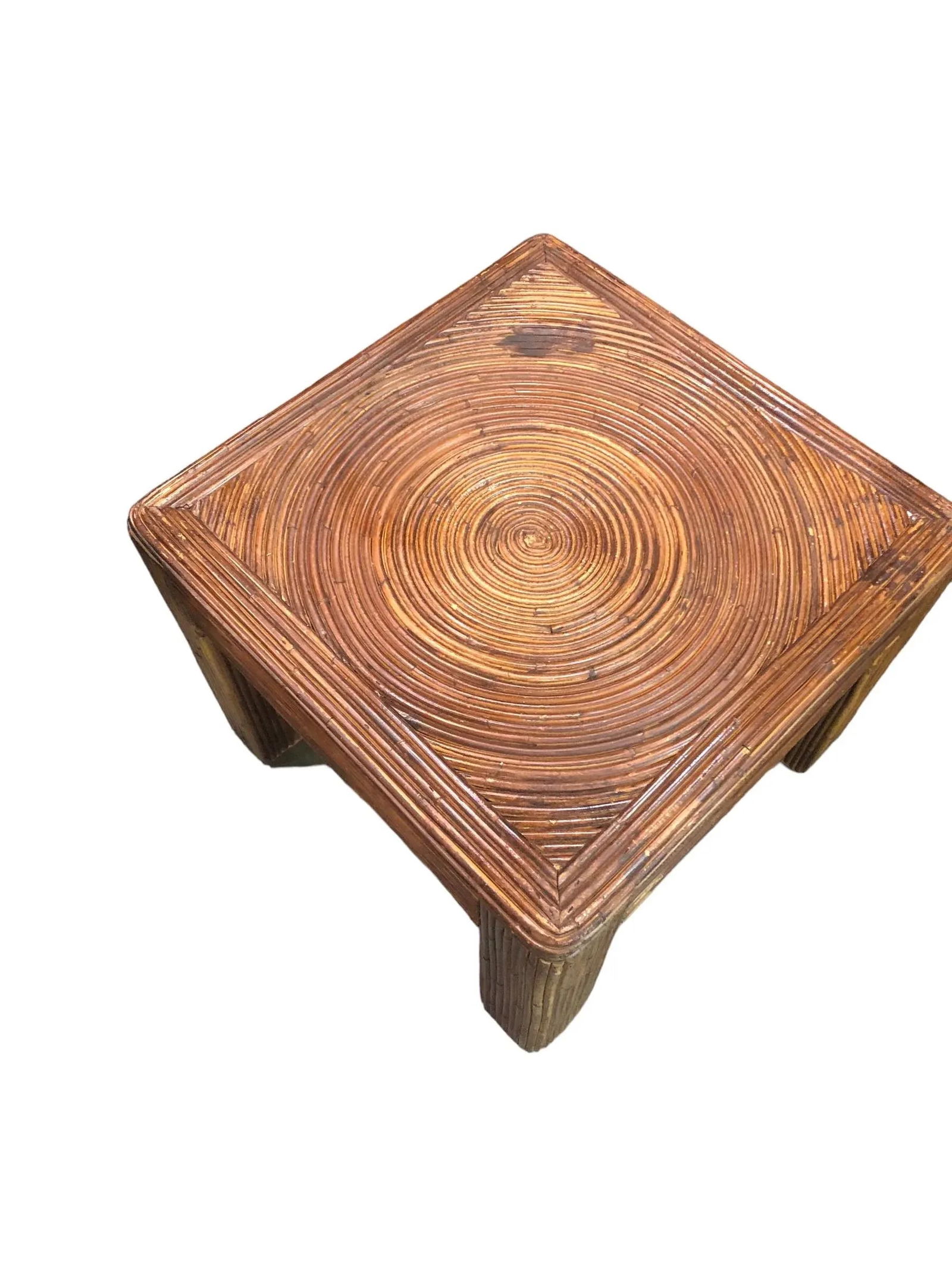 1970s Vintage Pencil Reed Side Table Palm Beach Coastal - 2