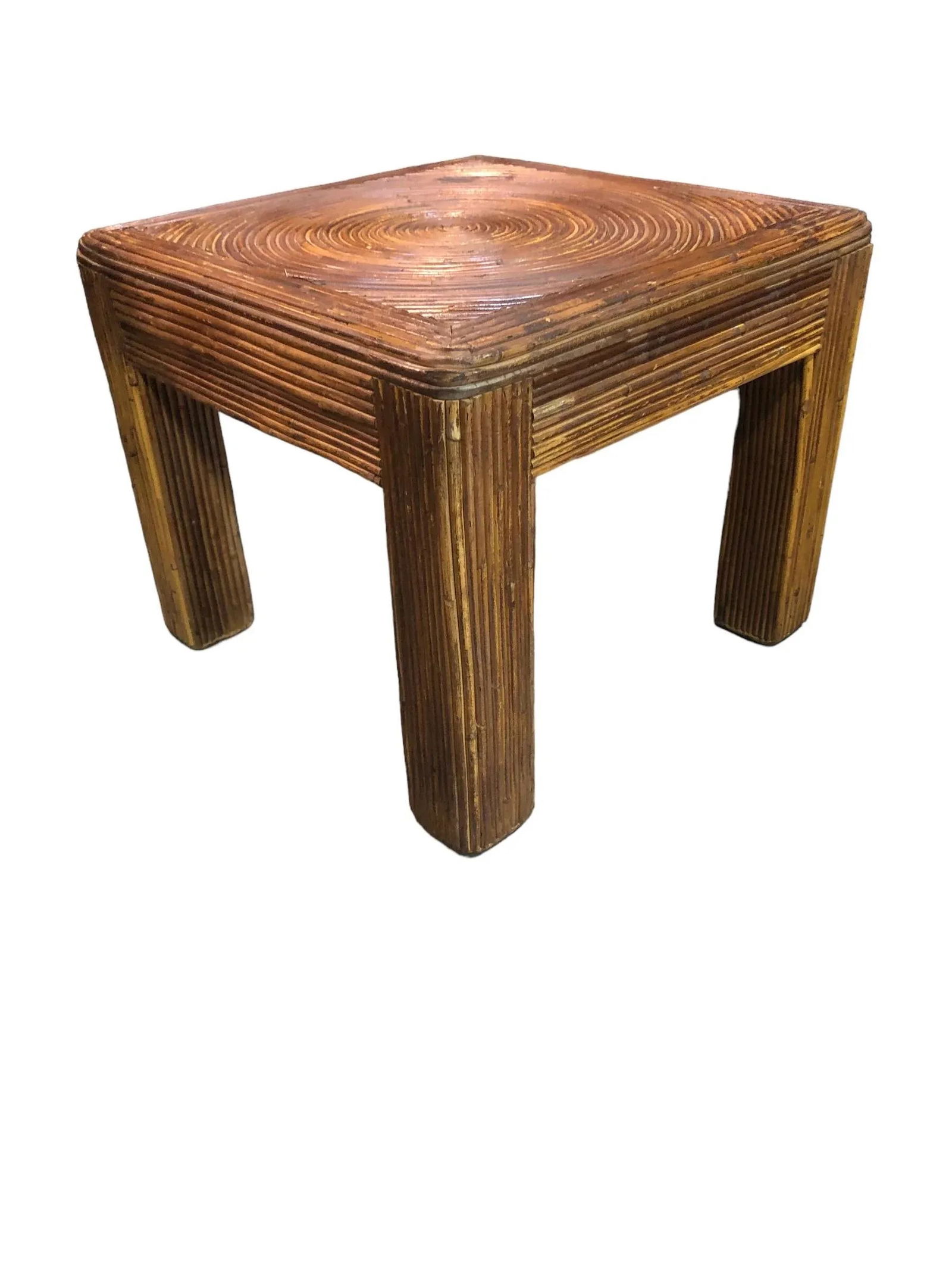 1970s Vintage Pencil Reed Side Table Palm Beach Coastal - 3