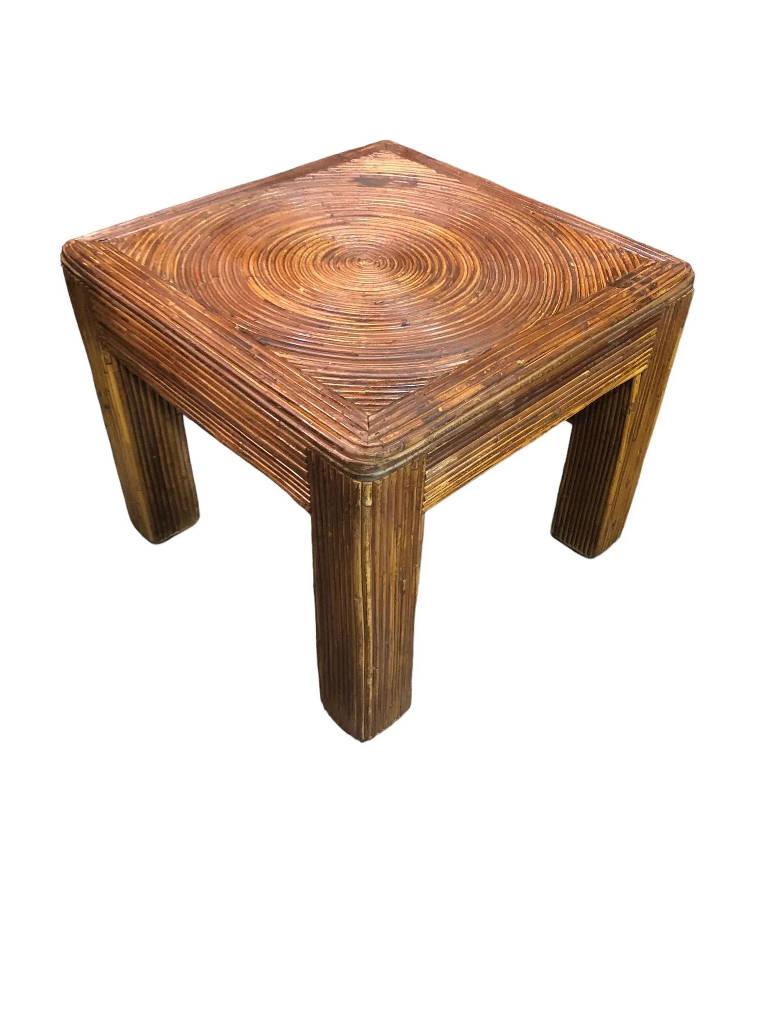 1970s Vintage Pencil Reed Side Table Palm Beach Coastal - 6