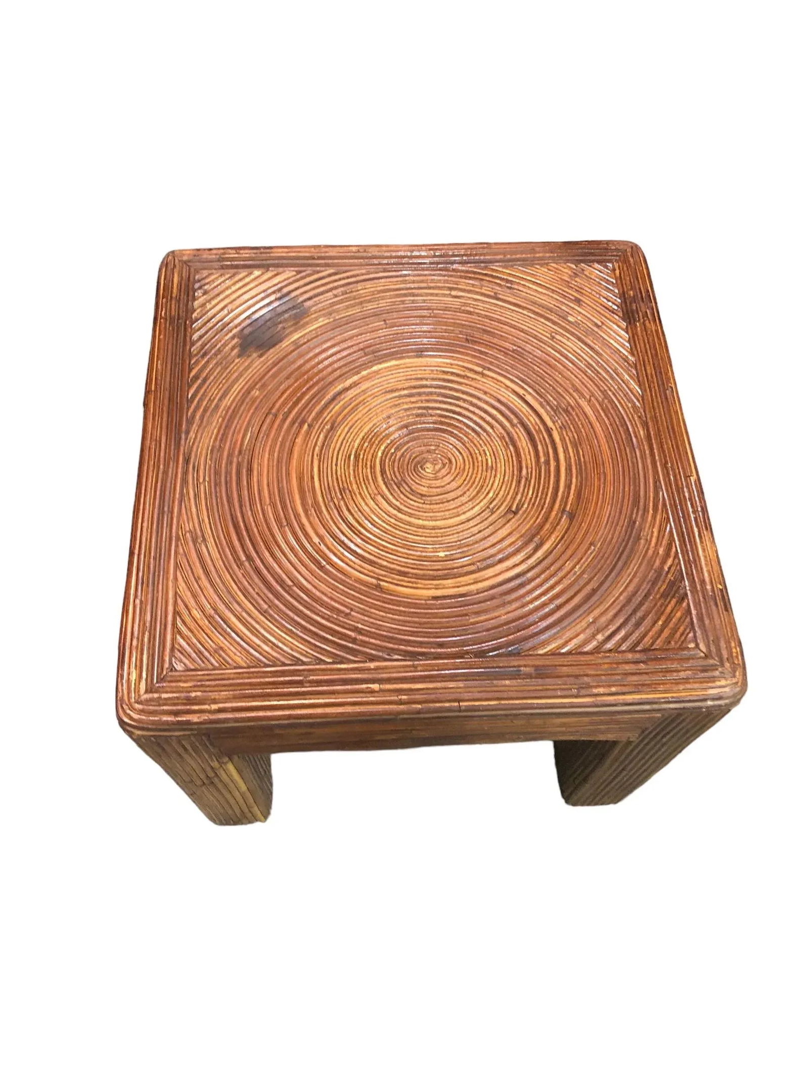 1970s Vintage Pencil Reed Side Table Palm Beach Coastal - 7