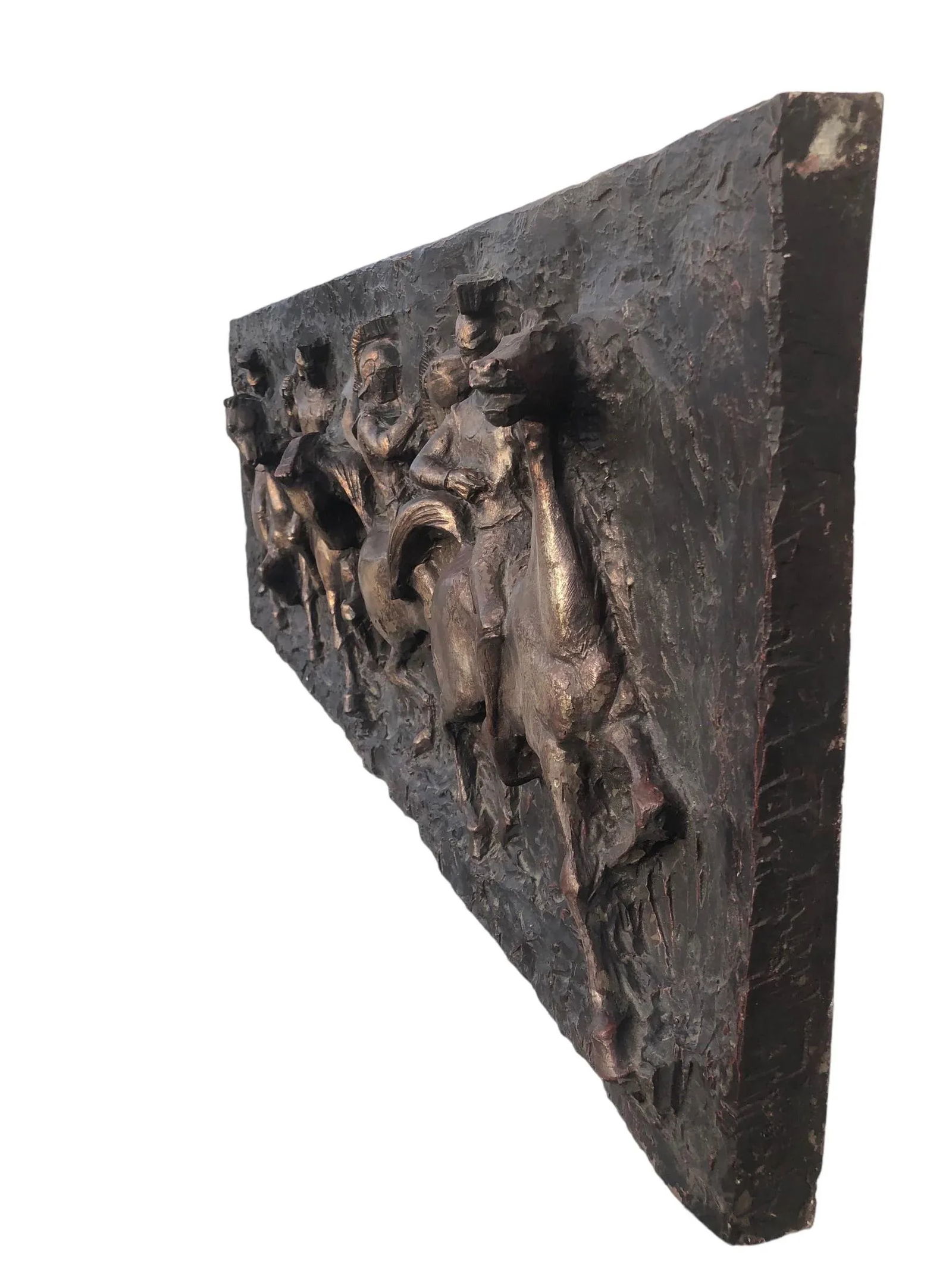 1970s Wall Sculpture of Roman Soldiers on Horseback, Moving Toward Battle by Juan Garcia Segura Four - 7