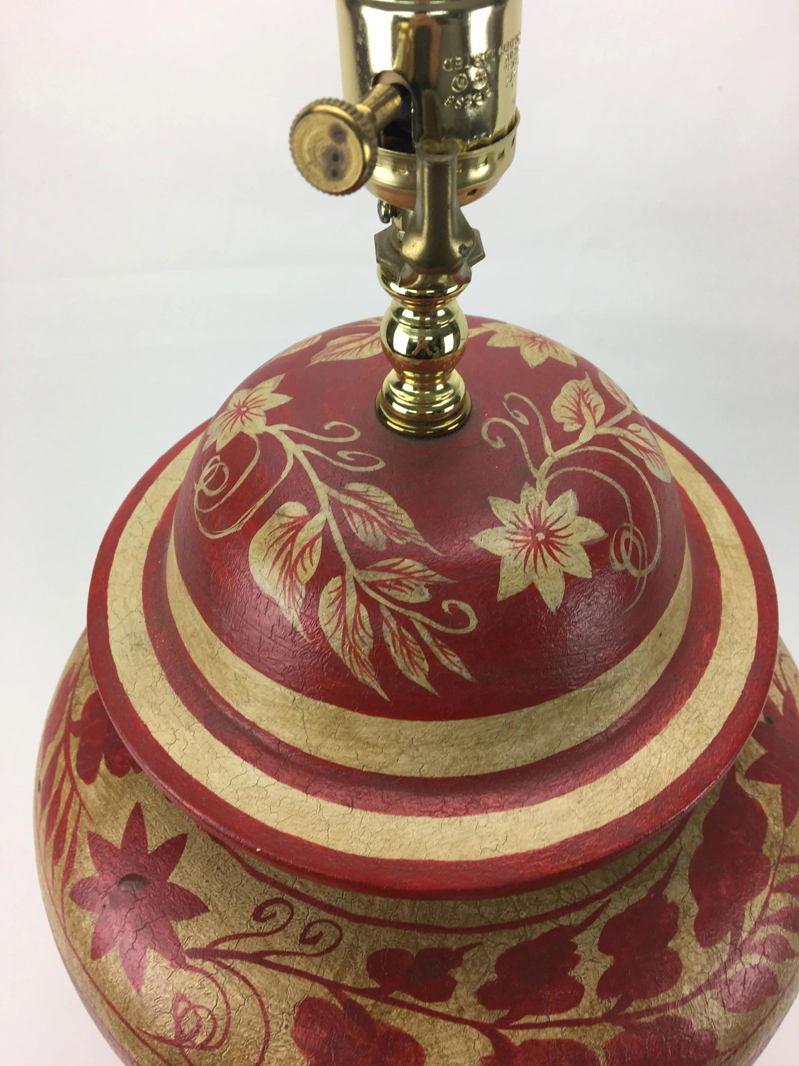 Vintage Hand Painted Leaf Design Temple Jar Lamp - 2