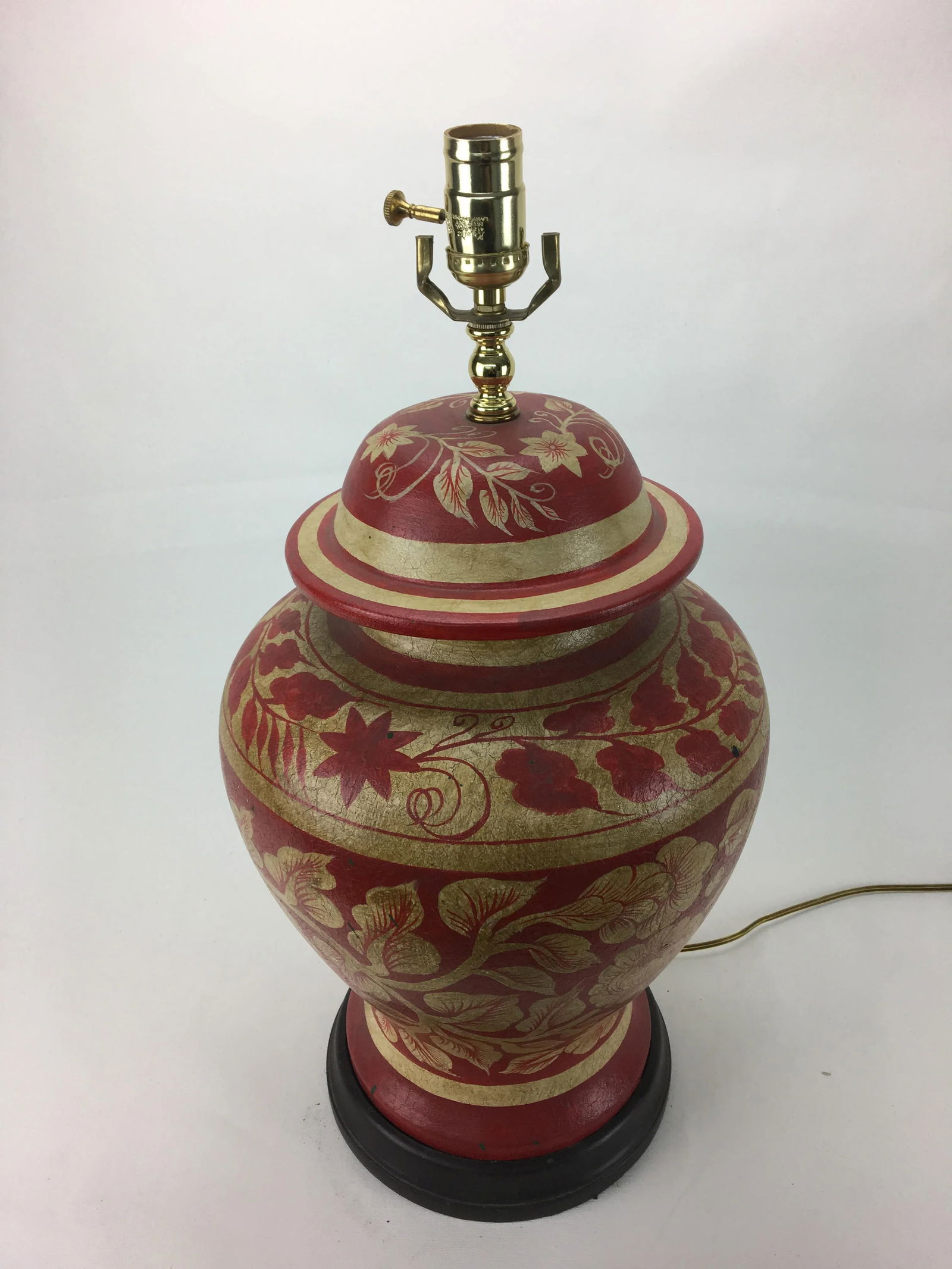 Vintage Hand Painted Leaf Design Temple Jar Lamp - 4