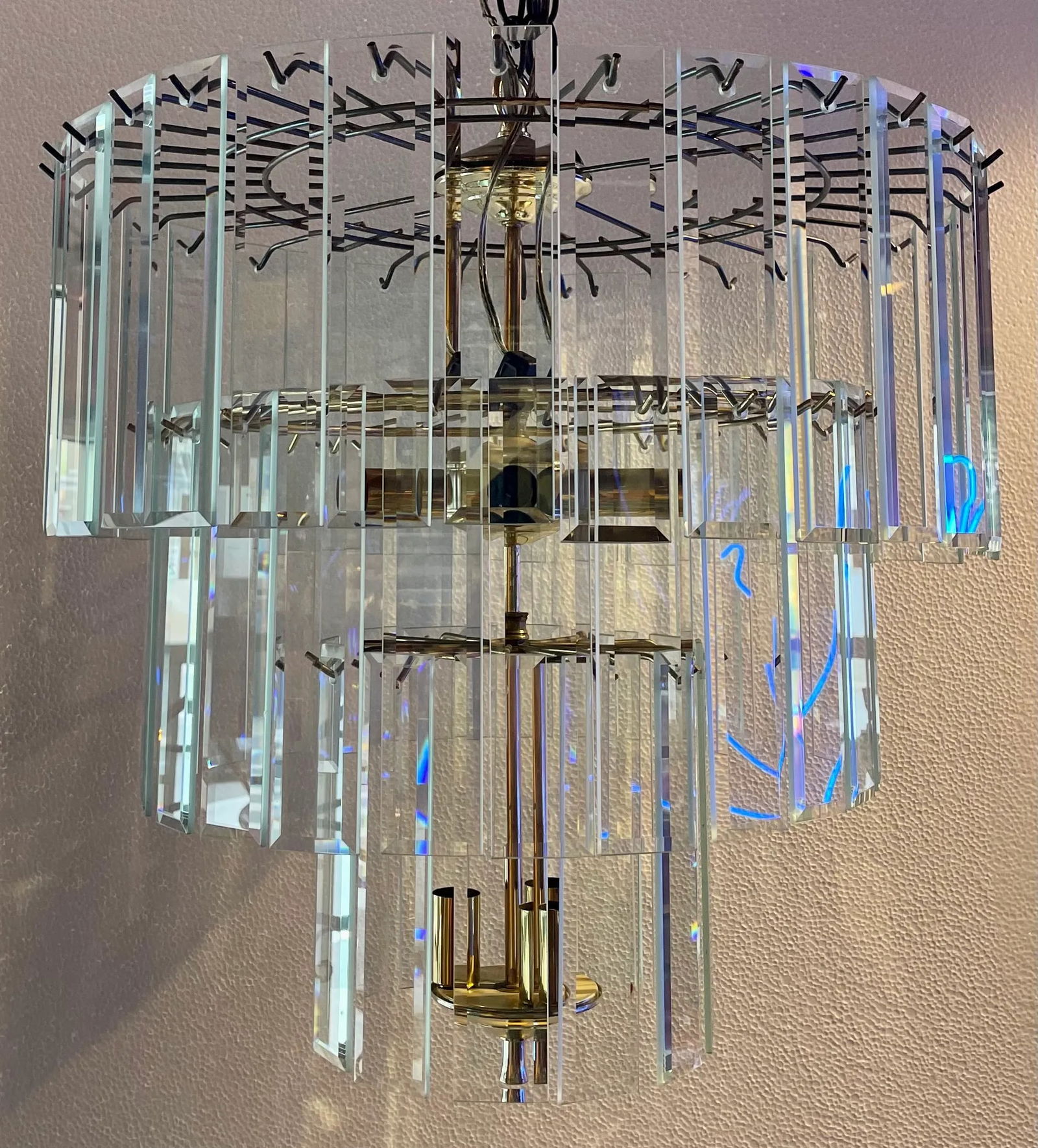 Mid Century Modern Three Tiered Glass Chandelier - 3