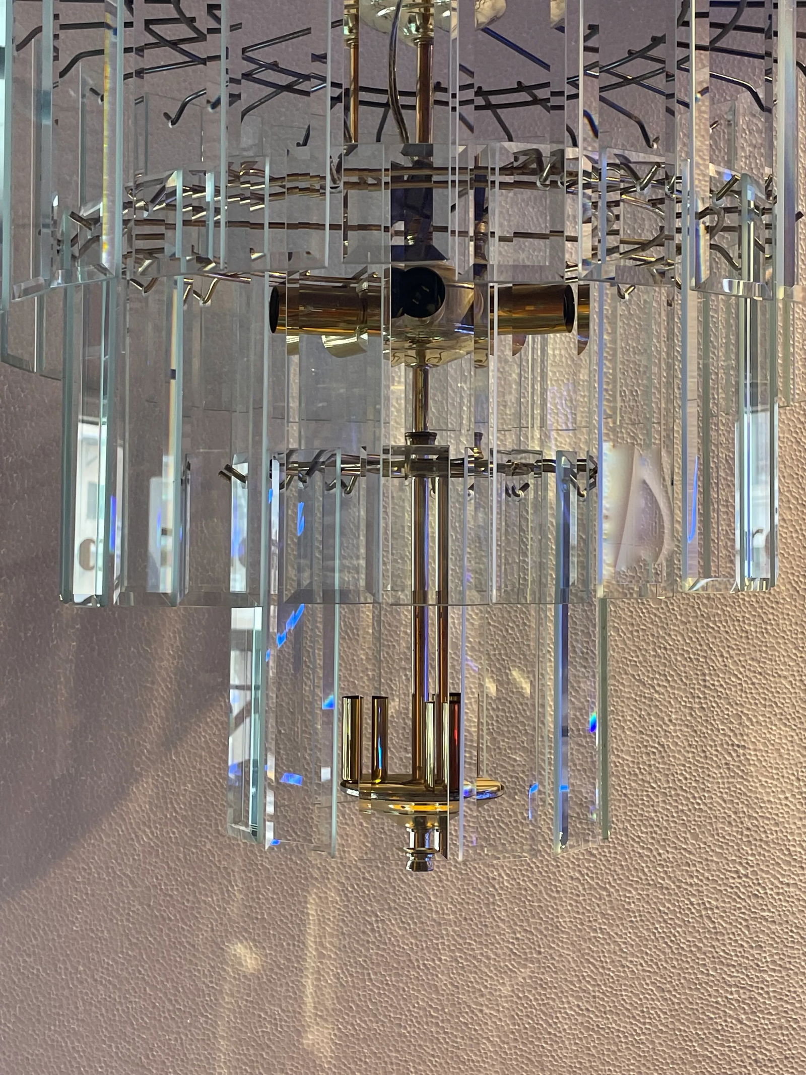 Mid Century Modern Three Tiered Glass Chandelier - 5