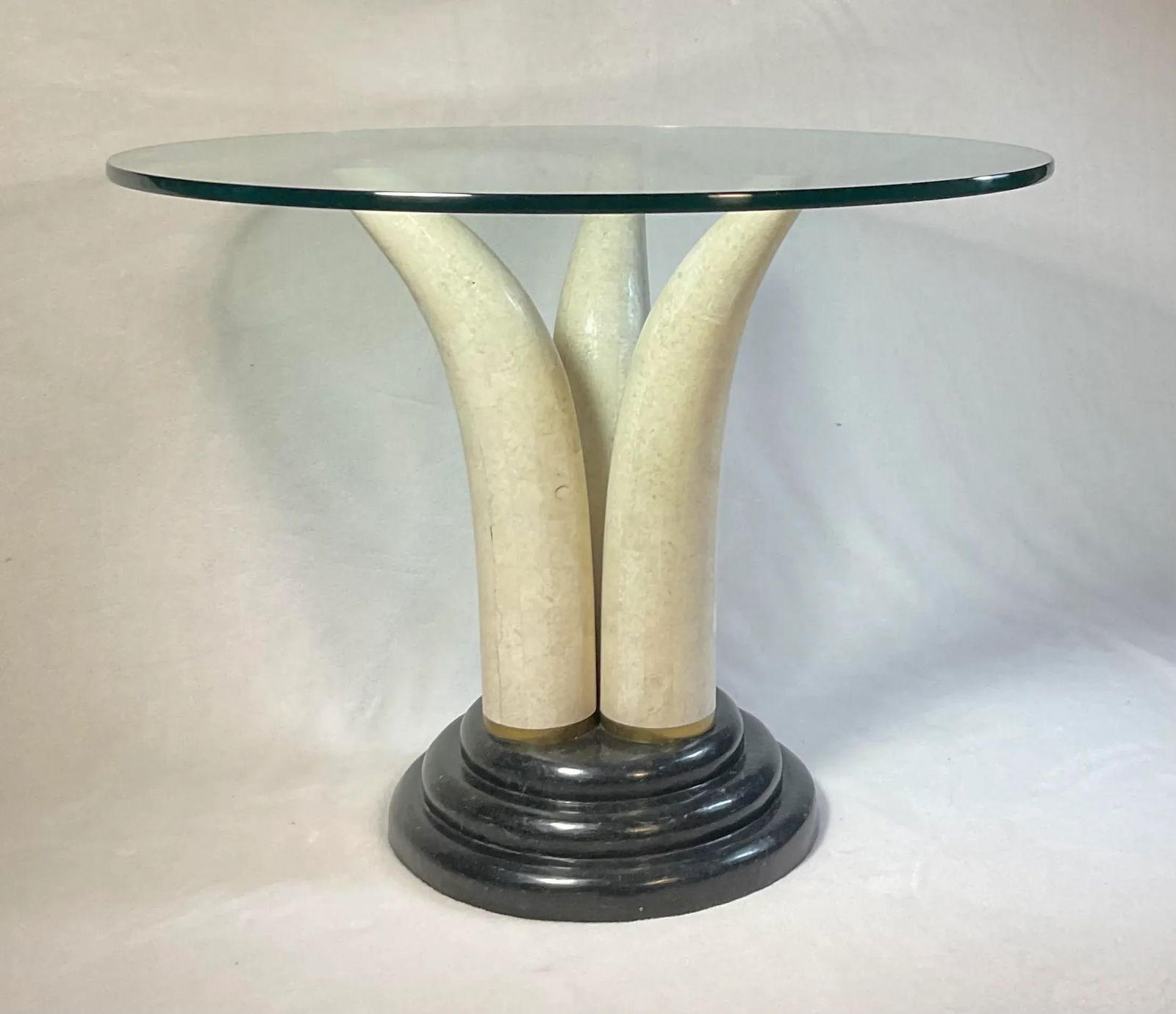 Maitland-Smith Faux Tusk Accent Side Table in Tessellated Stone Philippines, 1980s - 2