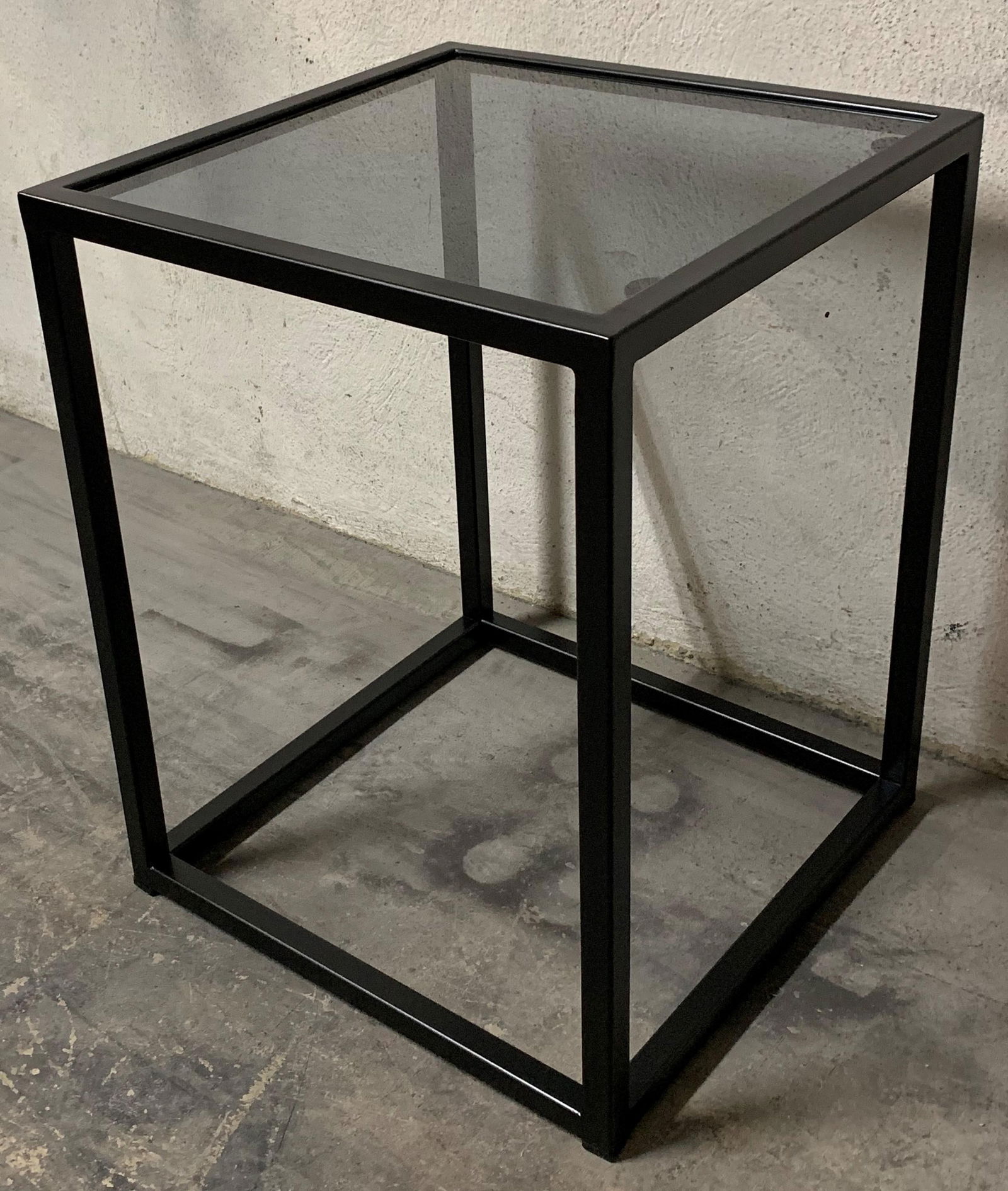 New Modern Square Black Table With Fumee Glass Top, Indoor or Outdoor - 4