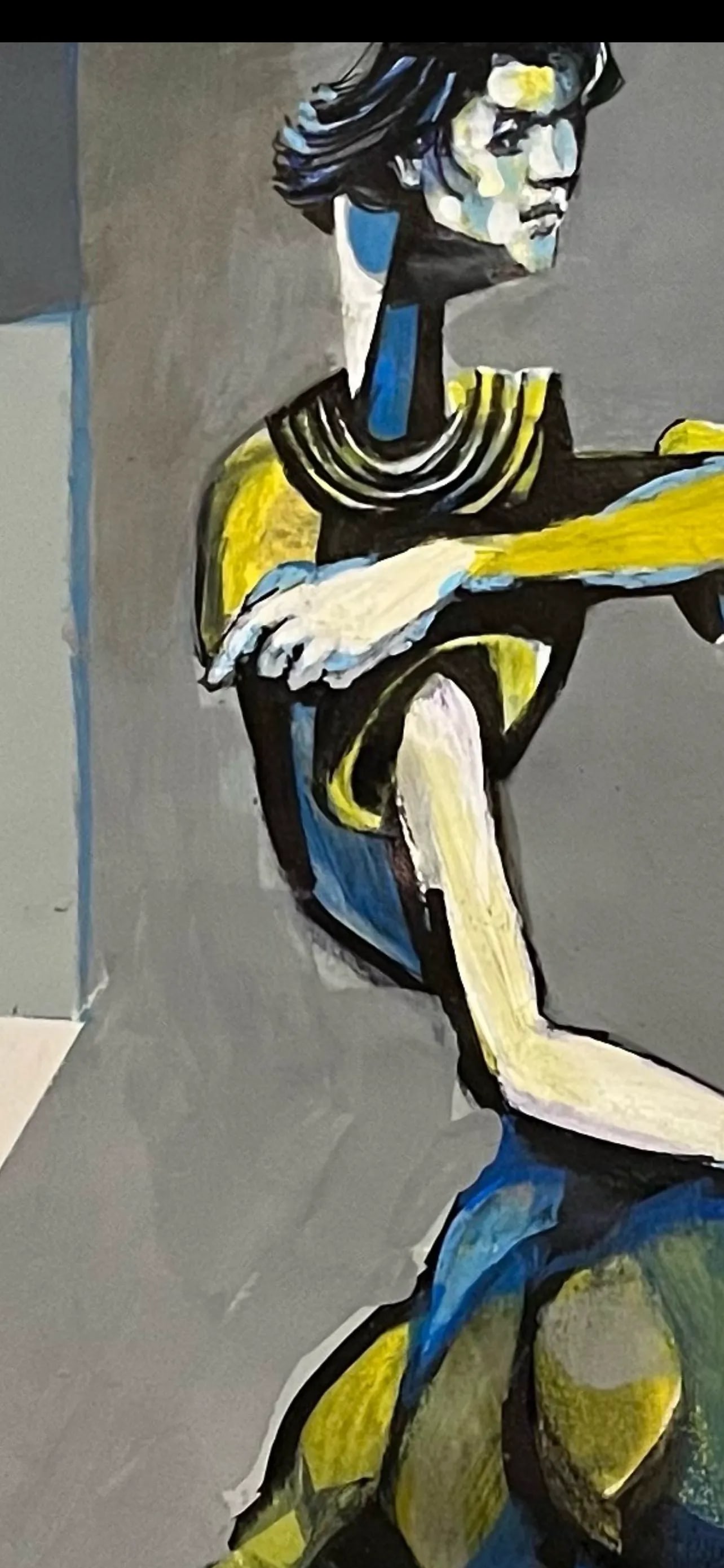 Cubism Painting of a Mother and Son, 2018, Acrylic on Watercolor Paper - 4