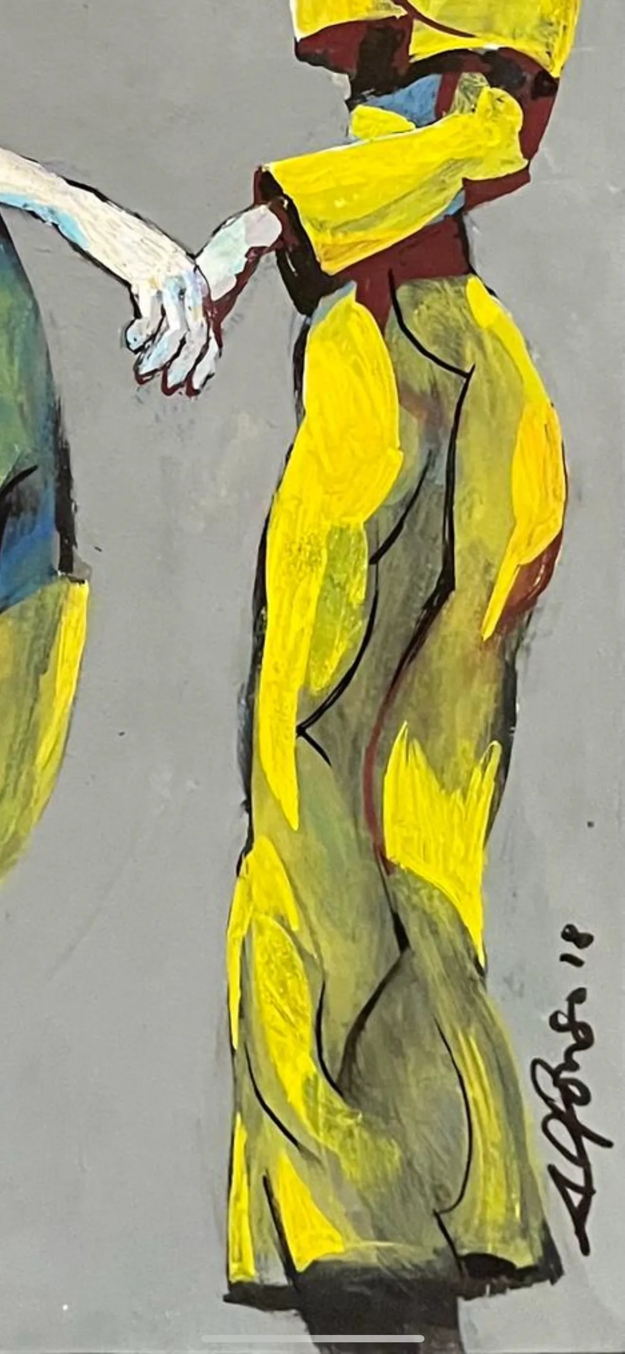 Cubism Painting of a Mother and Son, 2018, Acrylic on Watercolor Paper - 5