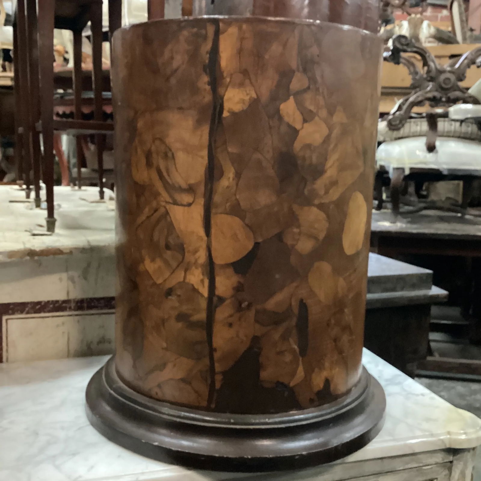 Mid 20th Century Short Solid Wood Veneer Column - 6
