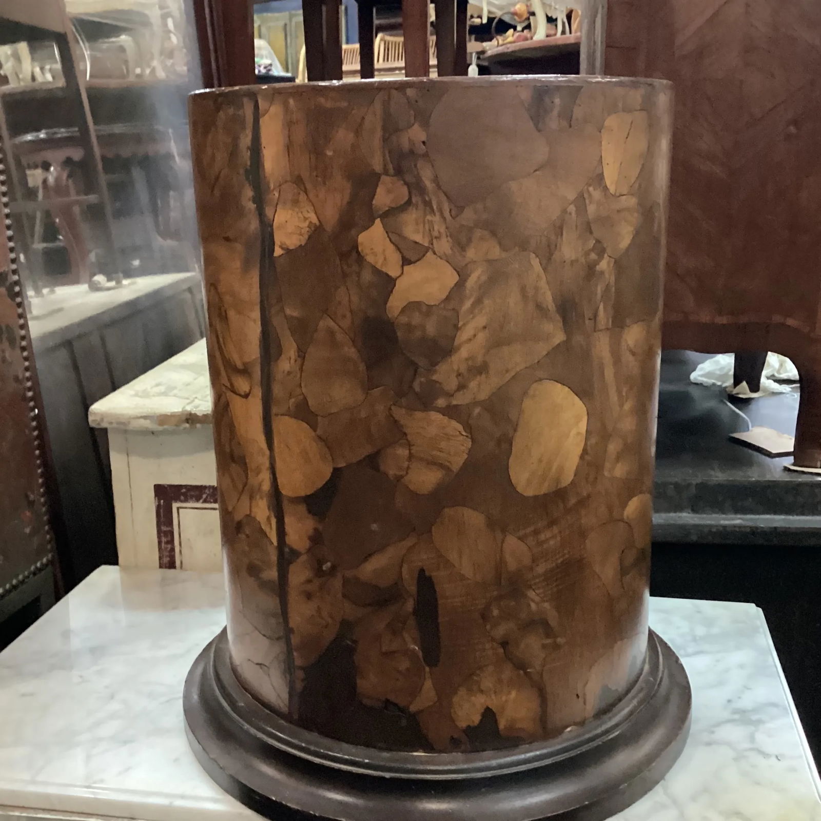 Mid 20th Century Short Solid Wood Veneer Column - 7