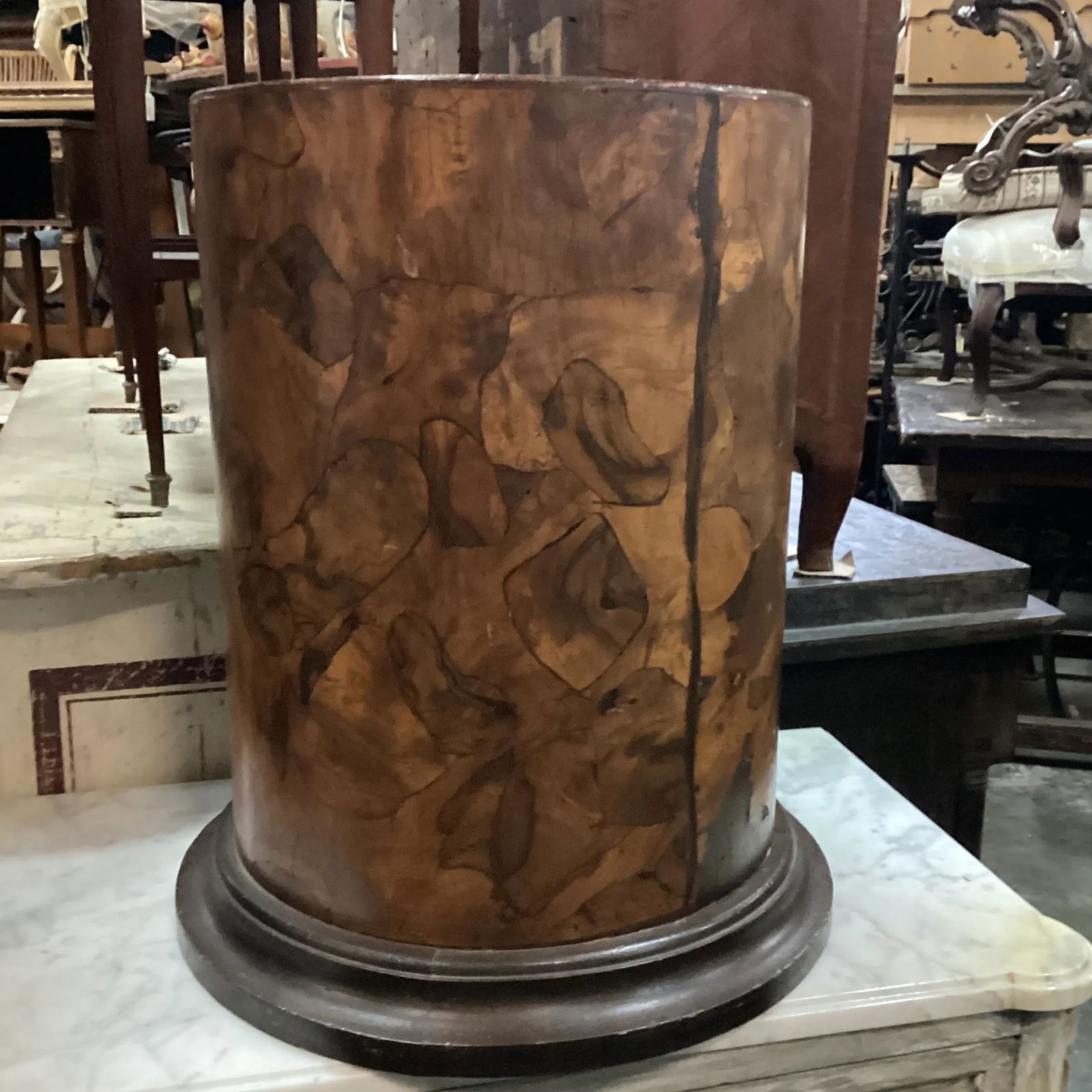 Mid 20th Century Short Solid Wood Veneer Column - 9