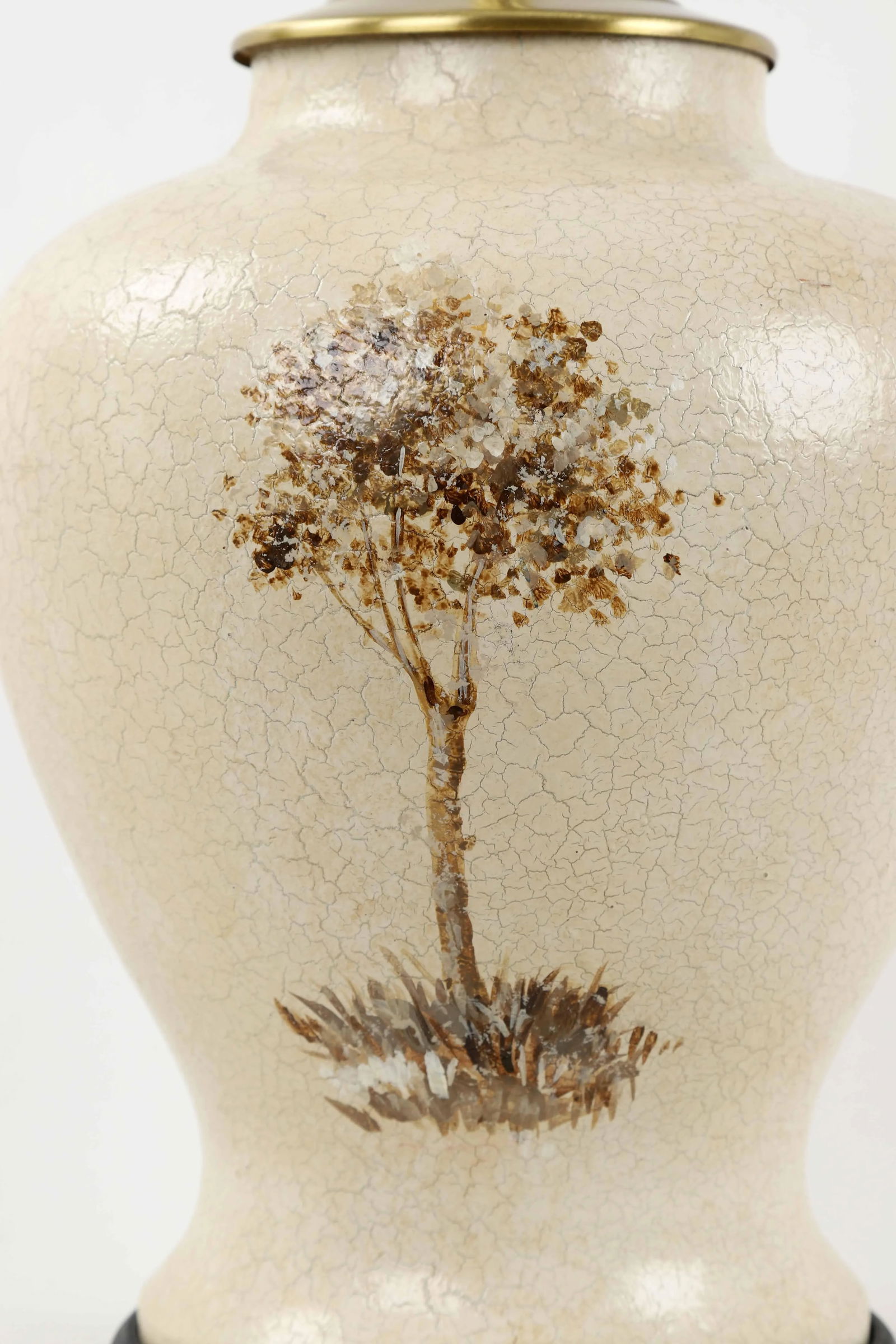 Vintage White Crackle Glaze Temple Jar Lamp With Reimagined "The Swing" by Fragonard - 4