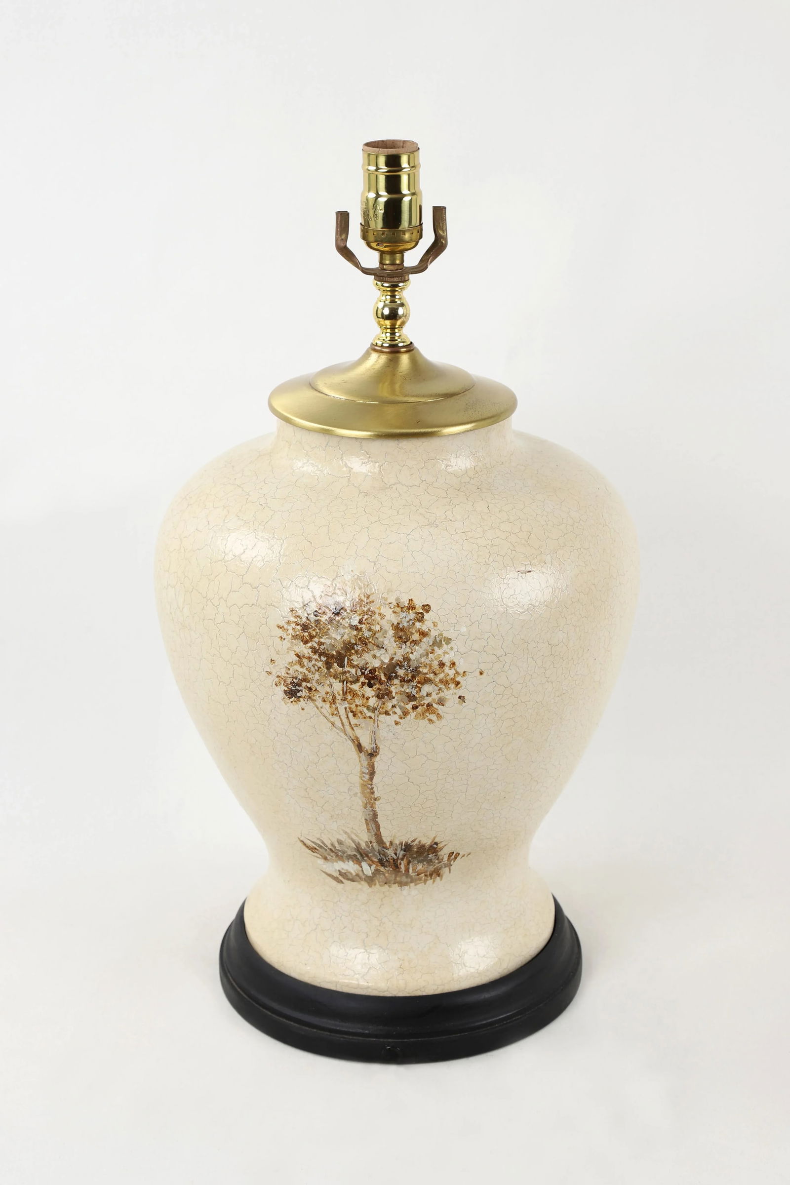Vintage White Crackle Glaze Temple Jar Lamp With Reimagined "The Swing" by Fragonard - 5