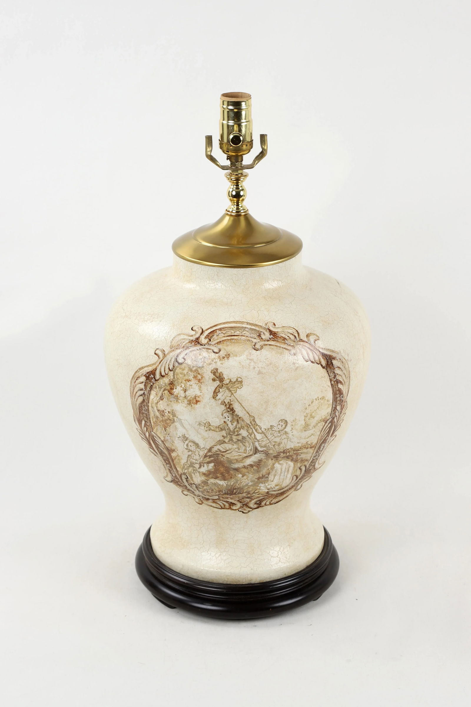 Vintage White Crackle Glaze Temple Jar Lamp - 2