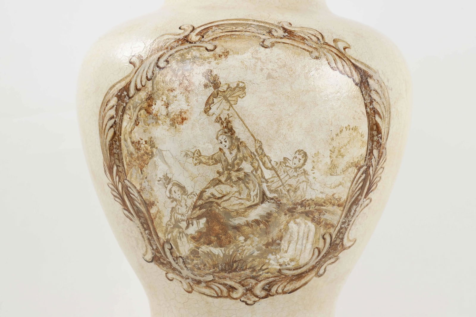 Vintage White Crackle Glaze Temple Jar Lamp - 3