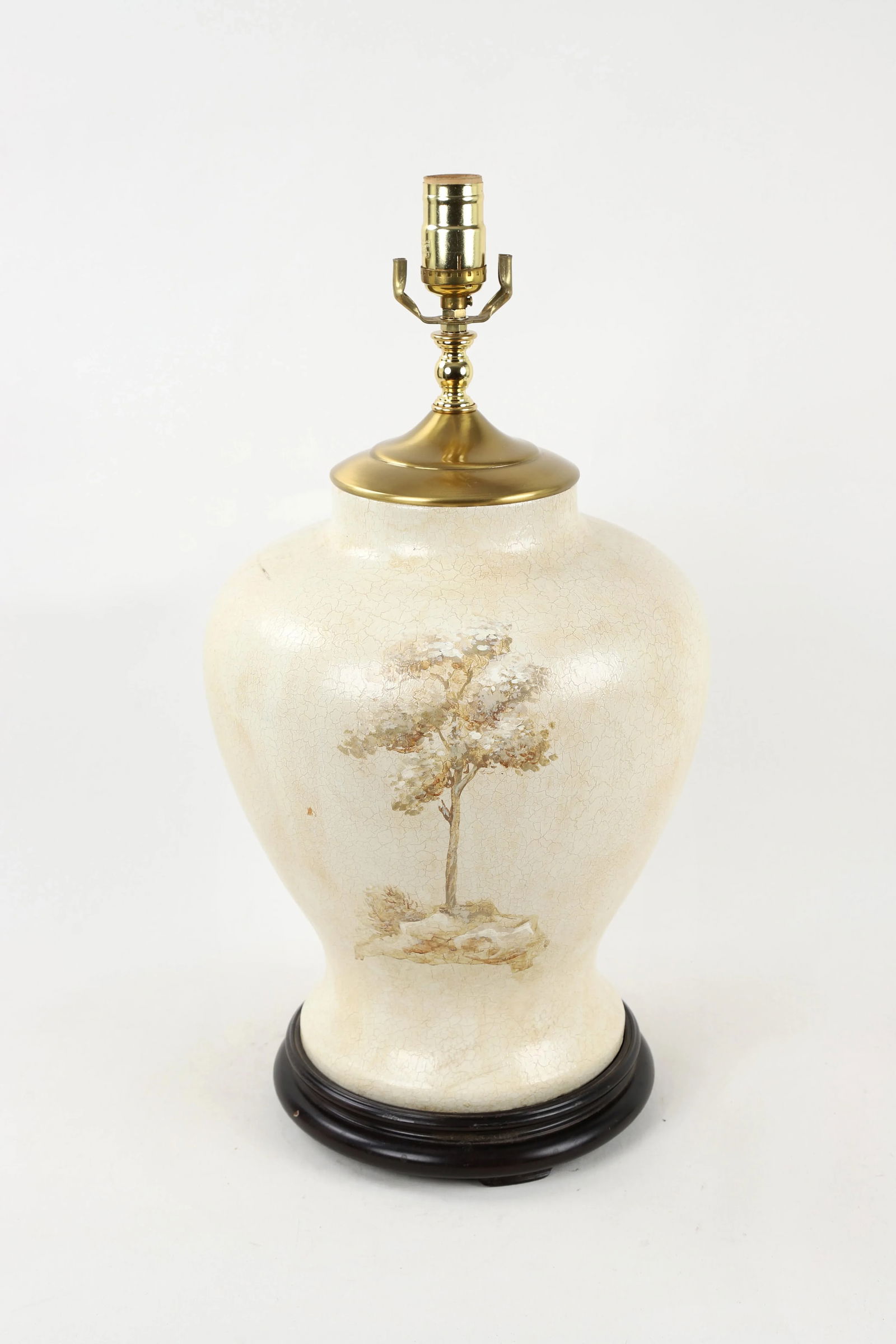 Vintage White Crackle Glaze Temple Jar Lamp - 5