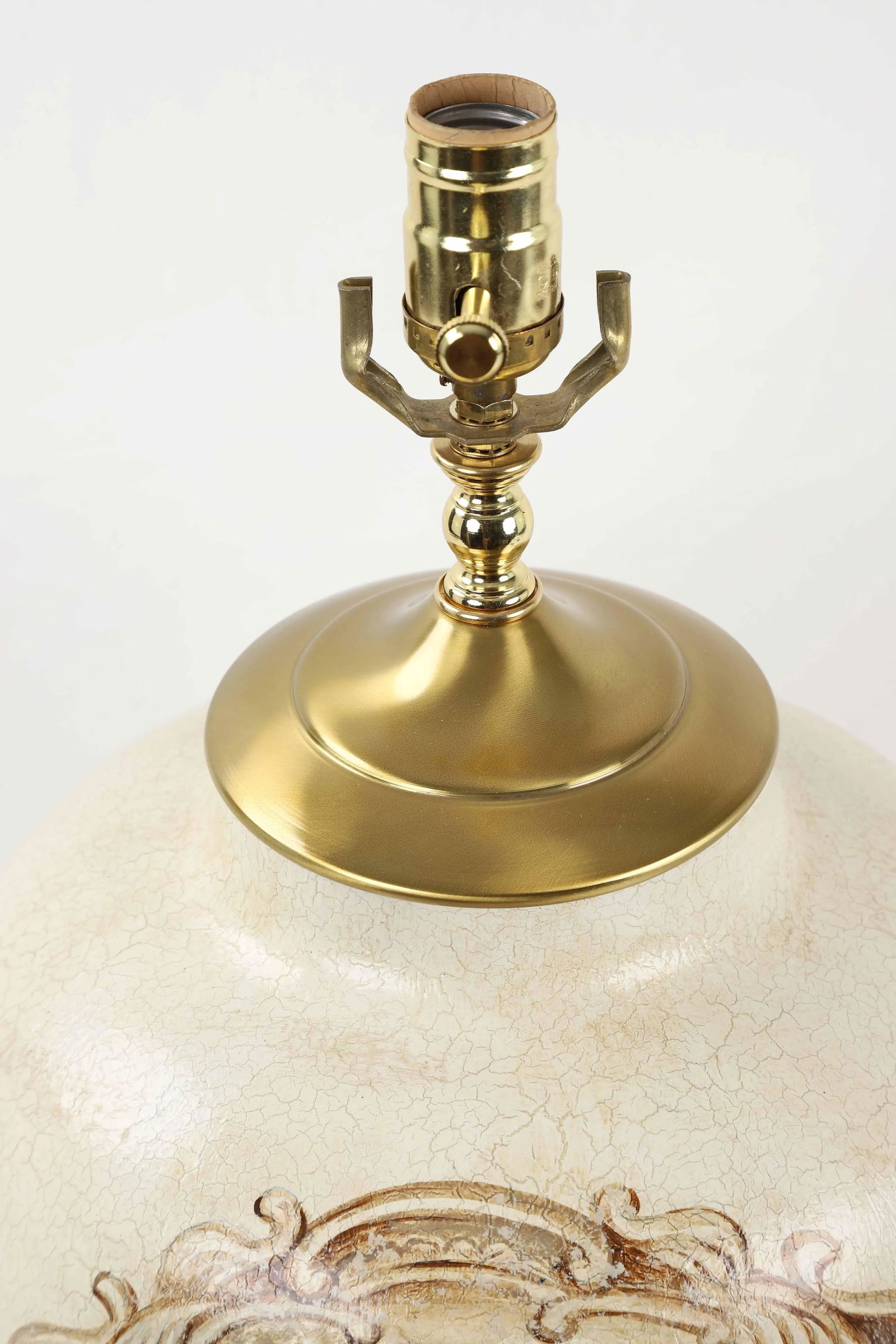 Vintage White Crackle Glaze Temple Jar Lamp - 6