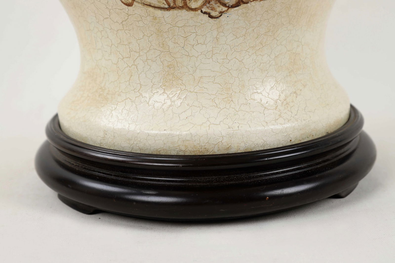 Vintage White Crackle Glaze Temple Jar Lamp - 7