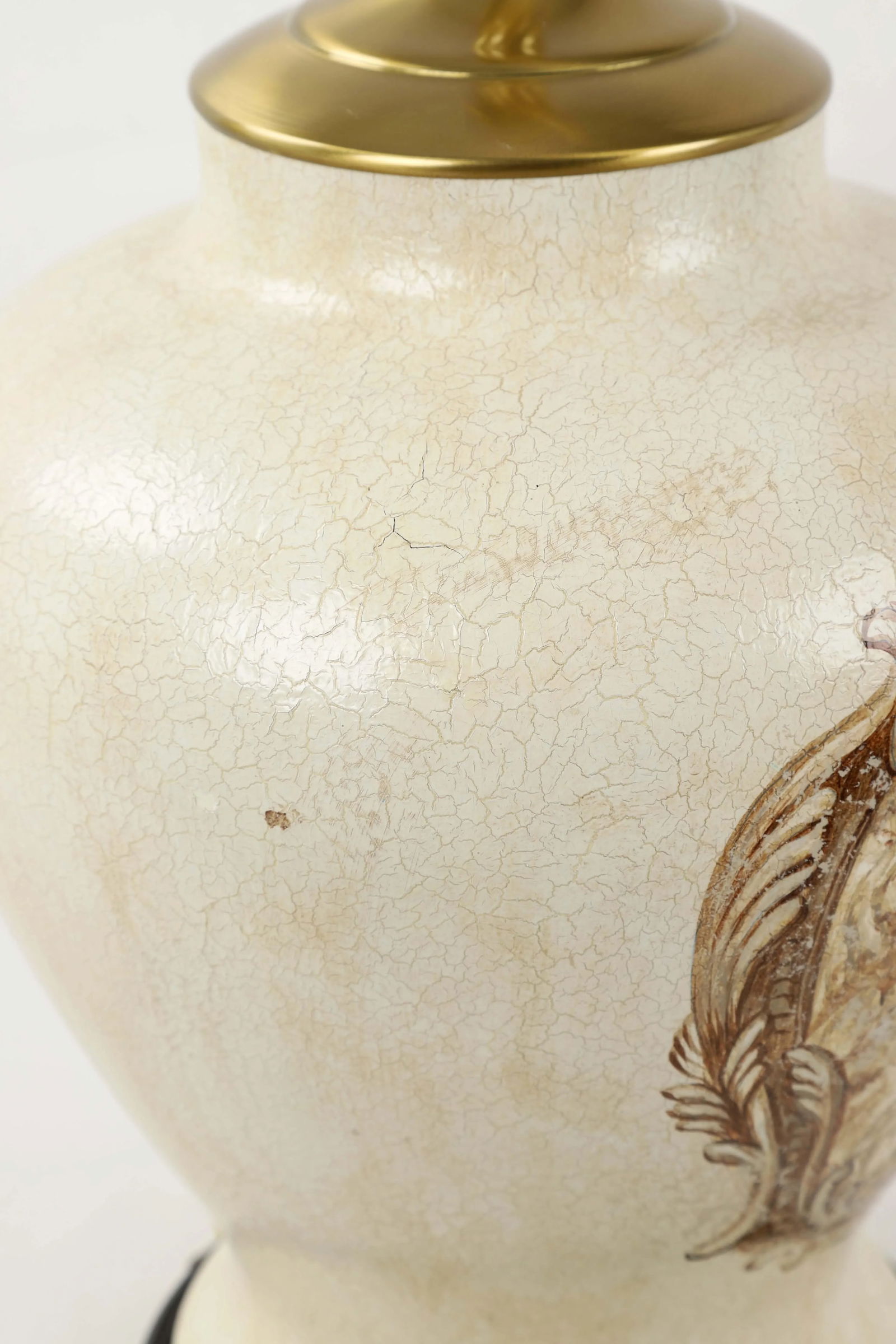 Vintage White Crackle Glaze Temple Jar Lamp - 8