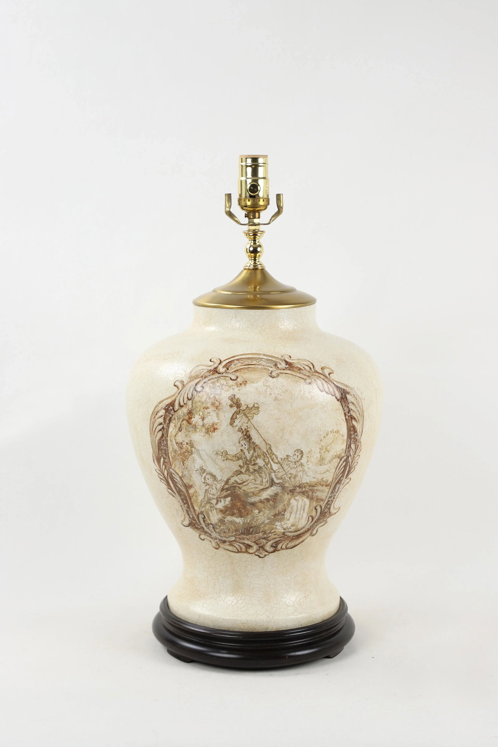 Vintage White Crackle Glaze Temple Jar Lamp - 9