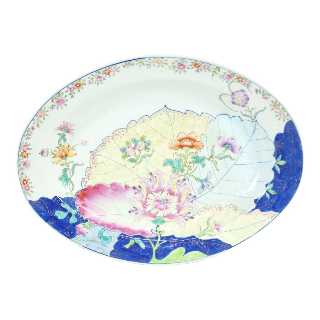 Antique 18th-Century Chinese Export Tobacco Leaf Porcelain Platter (1 of 4)