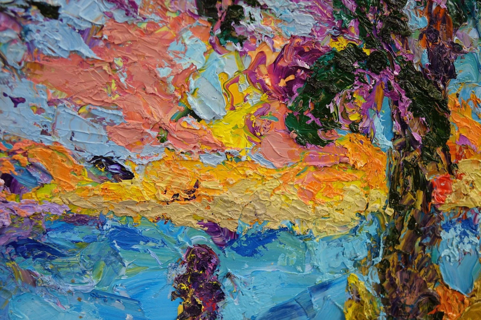 Late 20th Century Original Acrylic on Board – Abstract Impressionist Beach Scene - 3