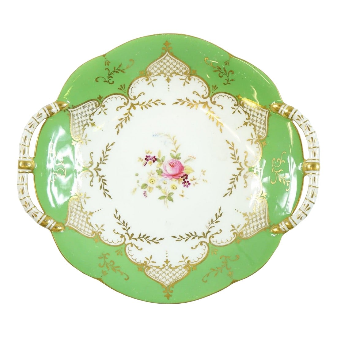 Late 19th Century Coalport 1750 Dish With Handles: Coalport 1750 Handled Dish – Hand-Painted Porcelain – 9.5ÊºW × 9.5ÊºD × 2ÊºH A stunning example of 19th to early 20th century English porcelain