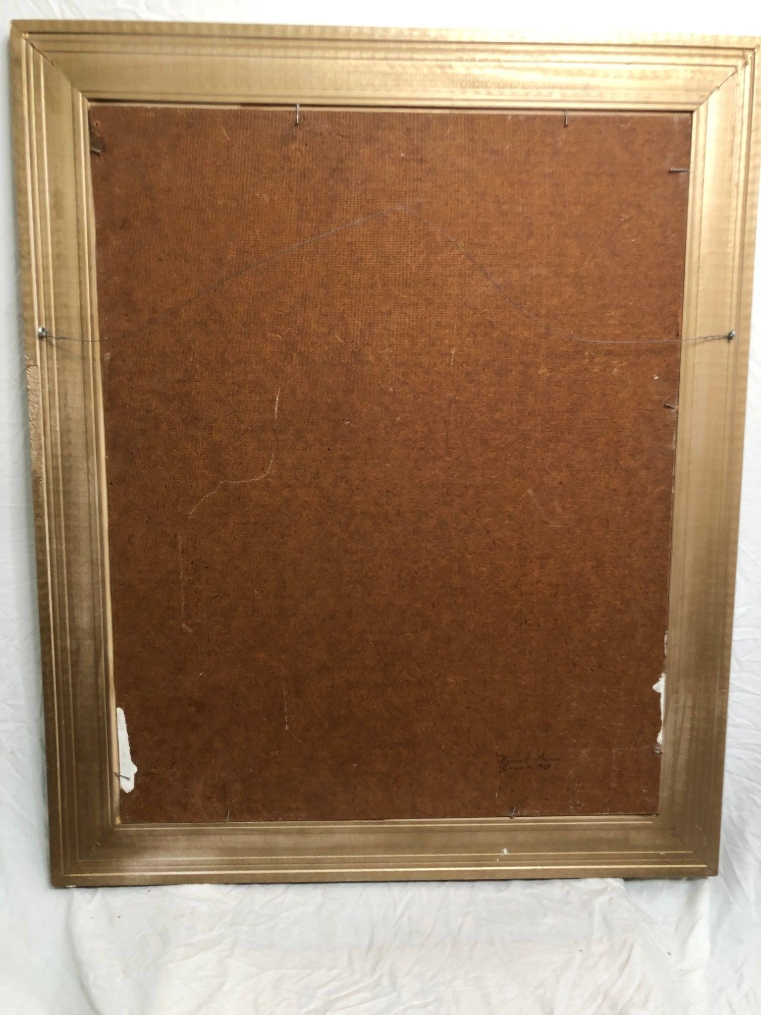 Mid 20th Century **"In the Company of Words" - Oil Painting on Board Signed - 2