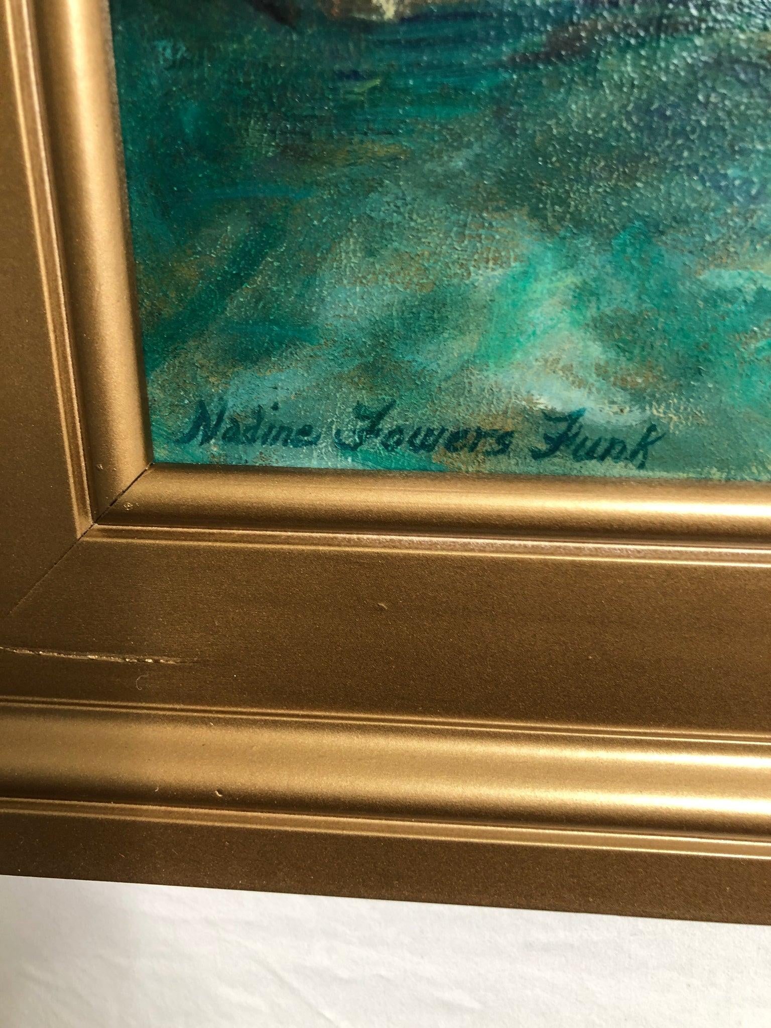 Mid 20th Century **"In the Company of Words" - Oil Painting on Board Signed - 4