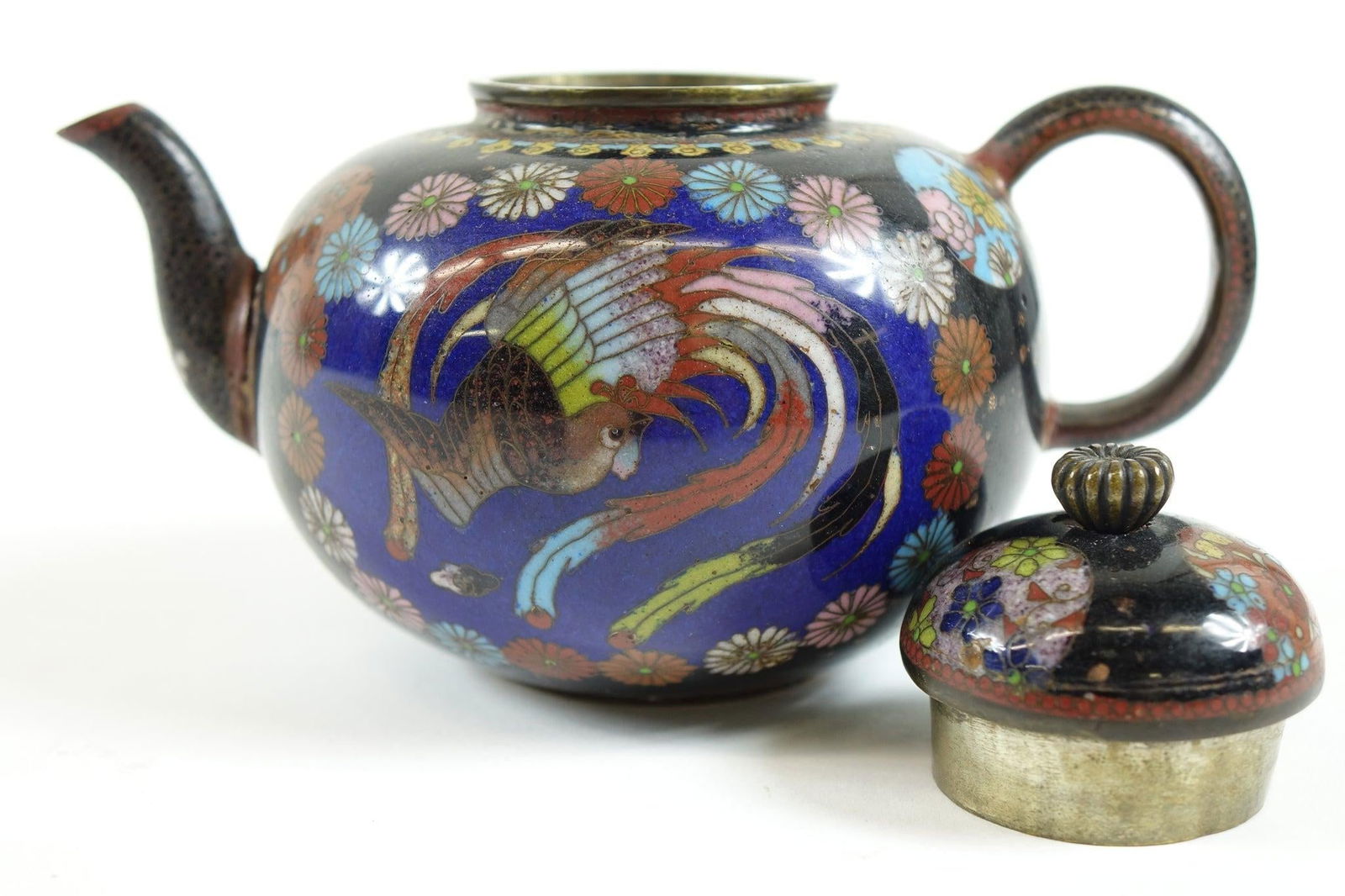 Antique Chinese Cloisonne Decorative Teapot - 3