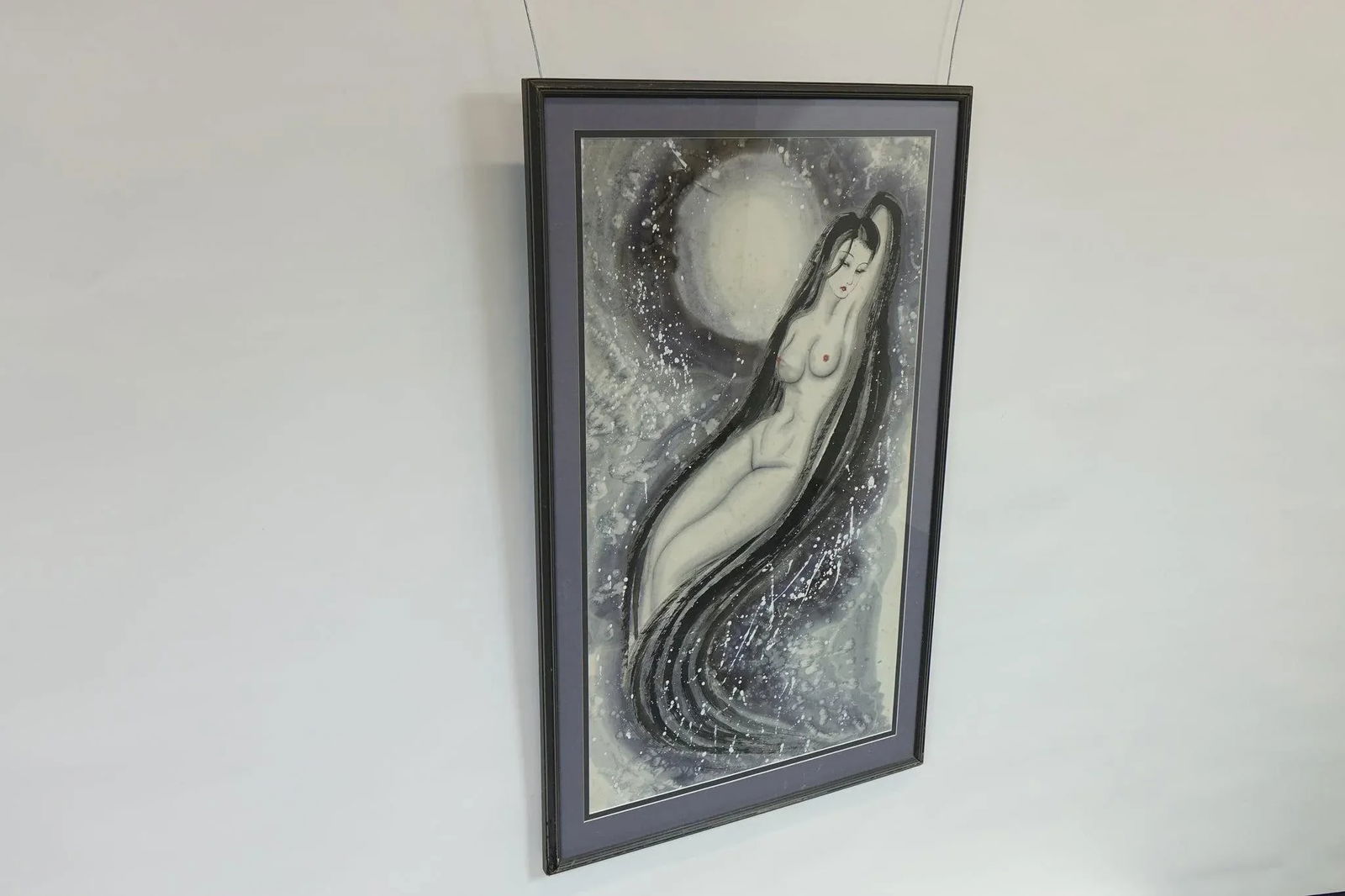 Mid 20th Century Nude Watercolor Ink Painting on Paper Original, Framed - 5