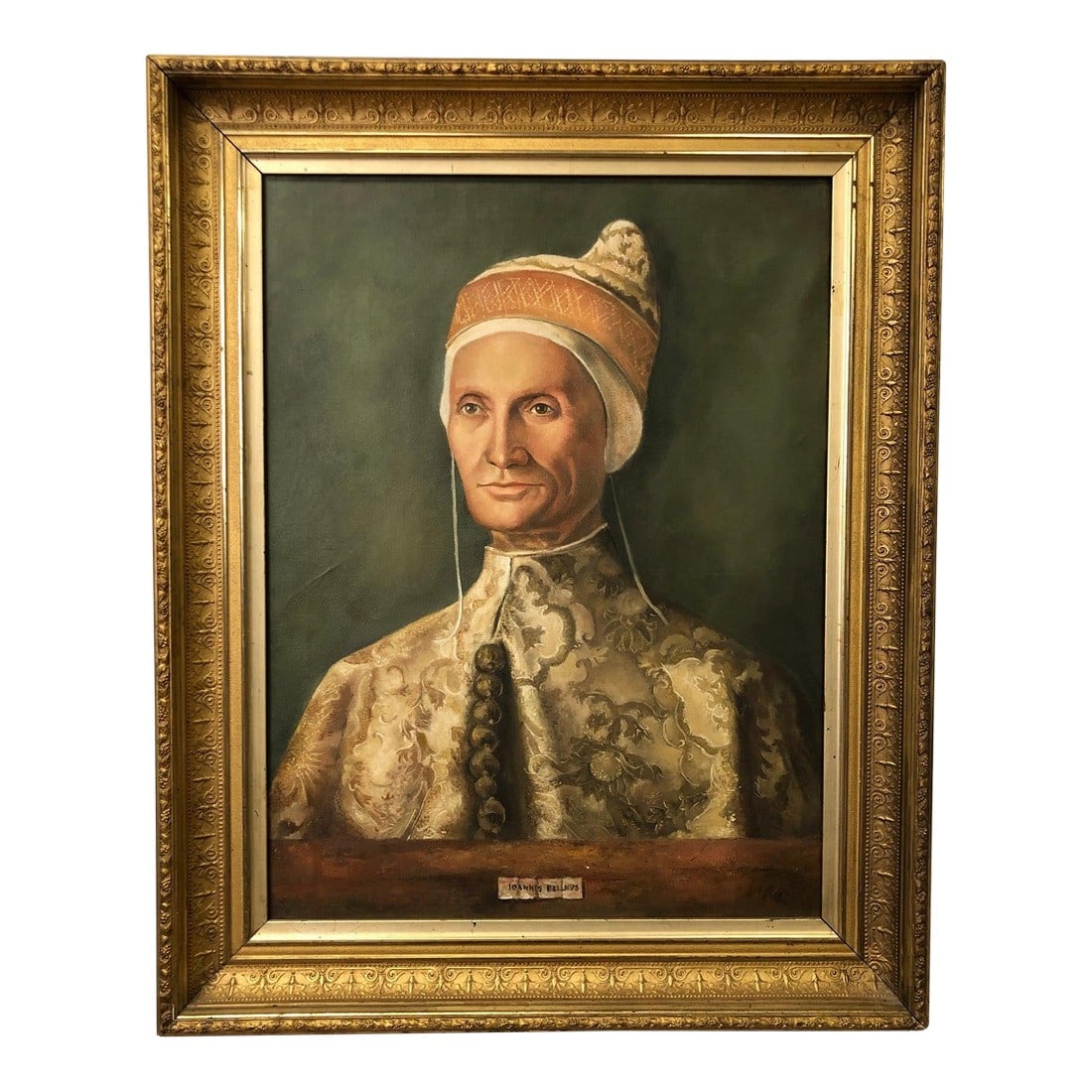 Early 20th Century *"Portrait of the Doge Leonardo Loredan" - Original Signed Oil on Canvas: This original oil on canvas painting presents a dignified portrait of a Venetian ruler (Doge Leonardo Loredan), captured in both presence and prestige. Styled in a High Renaissance realist mode, the