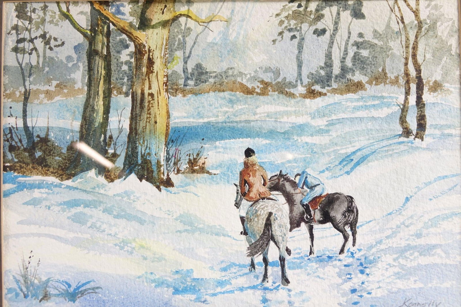 Late 20th Century Through the Woods - Original Watercolor on Paper Signed - 3