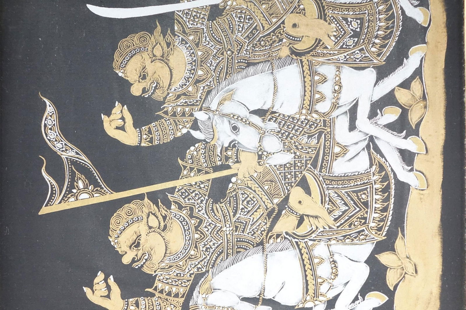 Mid 20th Century Adorned Soldiers Oriental Painting on Silk - 2