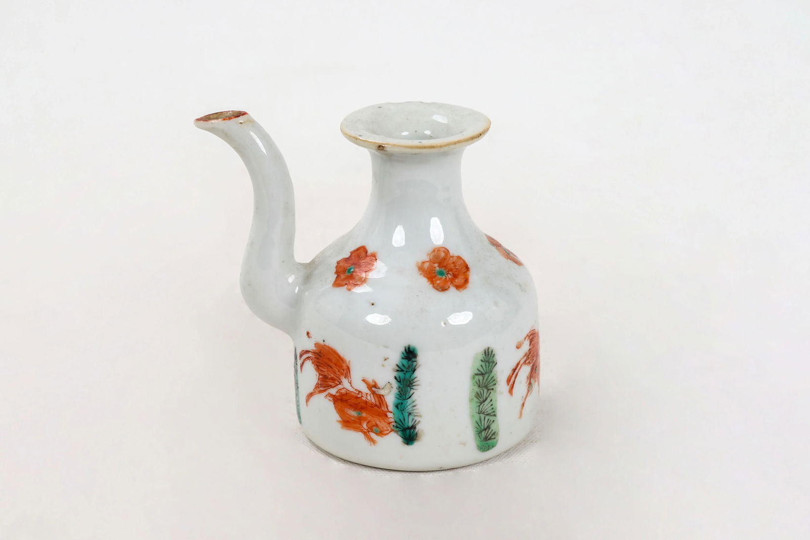Chinese Ching Dynasty Vintage Porcelain Teapot With Goldfish - 2