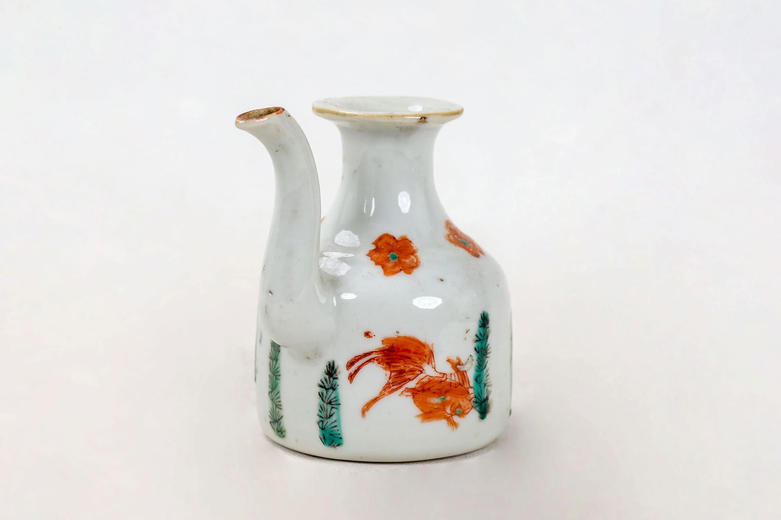 Chinese Ching Dynasty Vintage Porcelain Teapot With Goldfish - 3