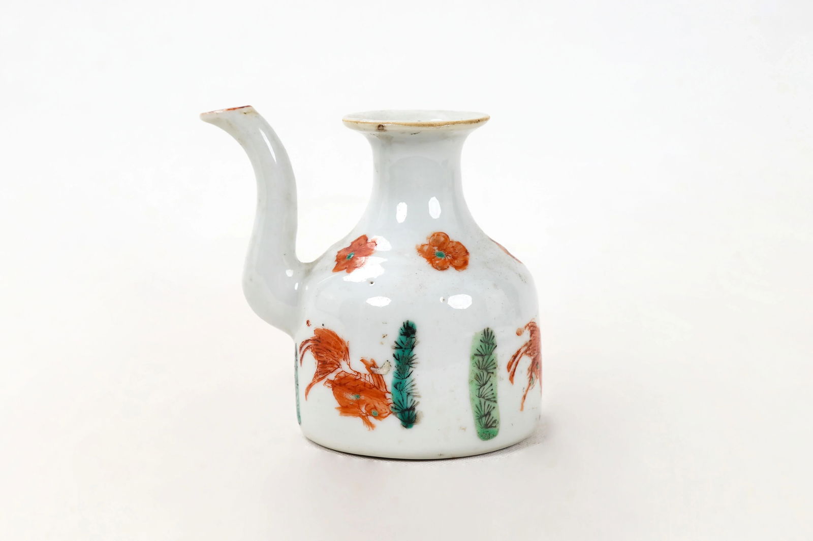 Chinese Ching Dynasty Vintage Porcelain Teapot With Goldfish - 9