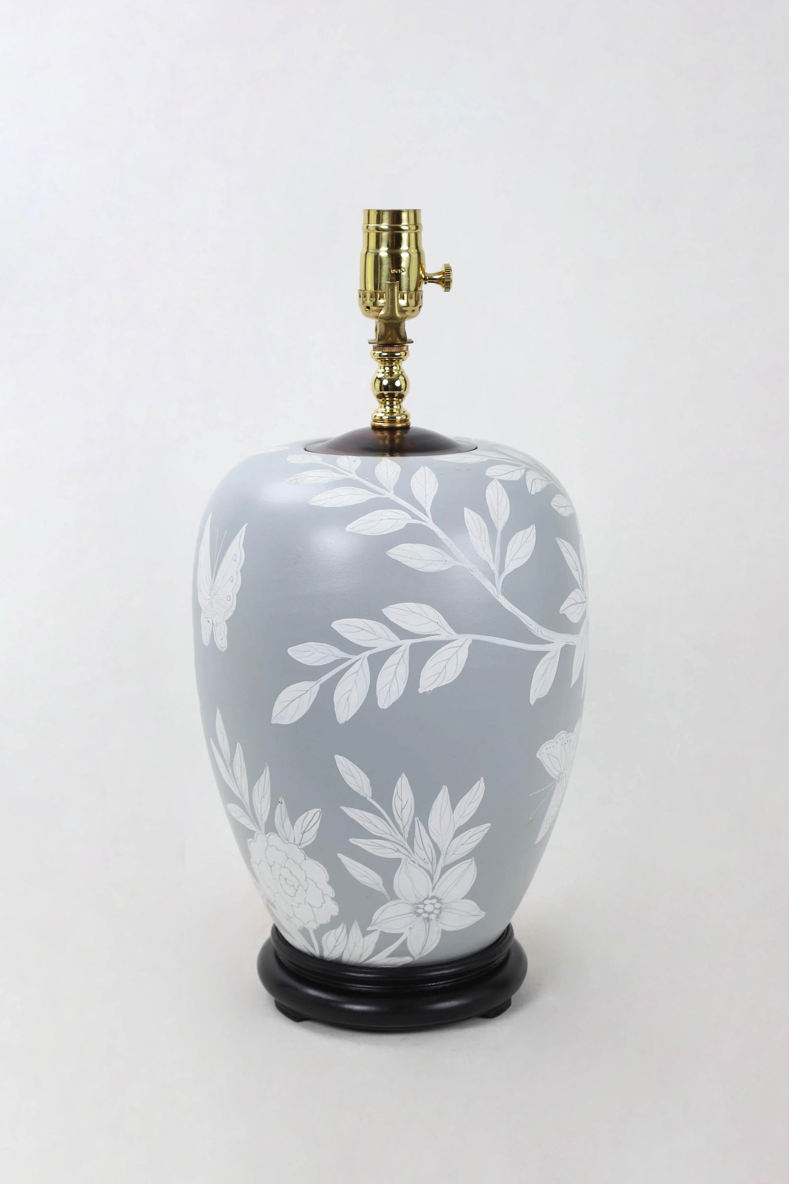 Vintage Frost GrayPorcelain Ginger Jar Lamp - 2