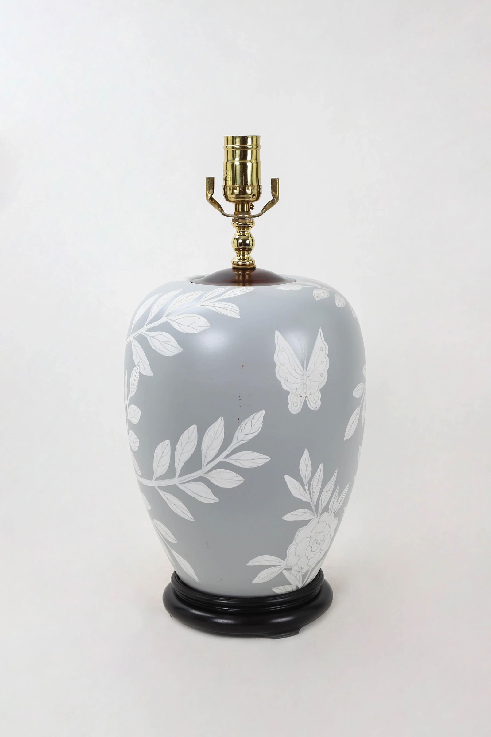 Vintage Frost GrayPorcelain Ginger Jar Lamp - 3