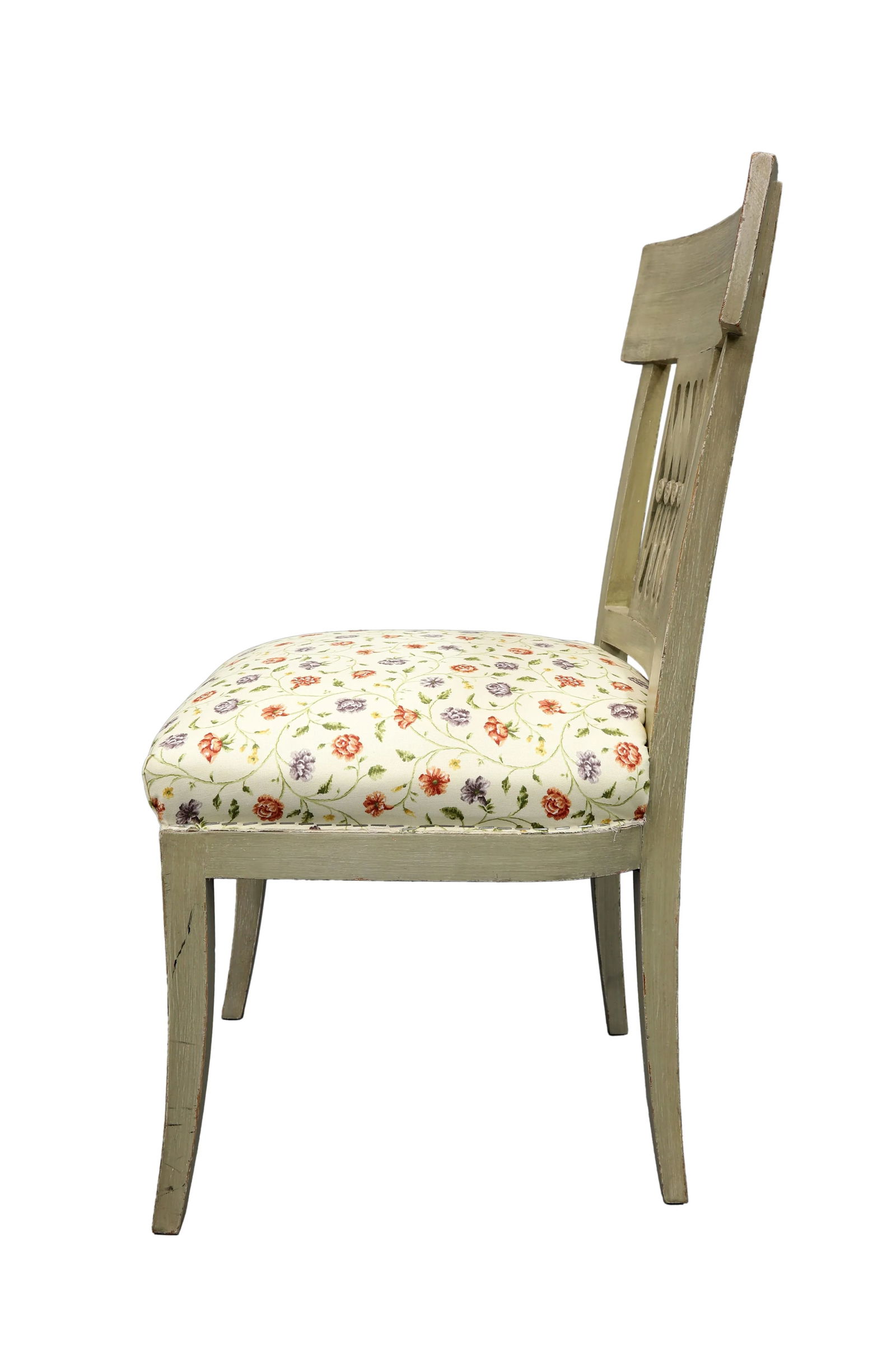 Vintage Mid Century Crisscross Back Floral Print Chair - 3
