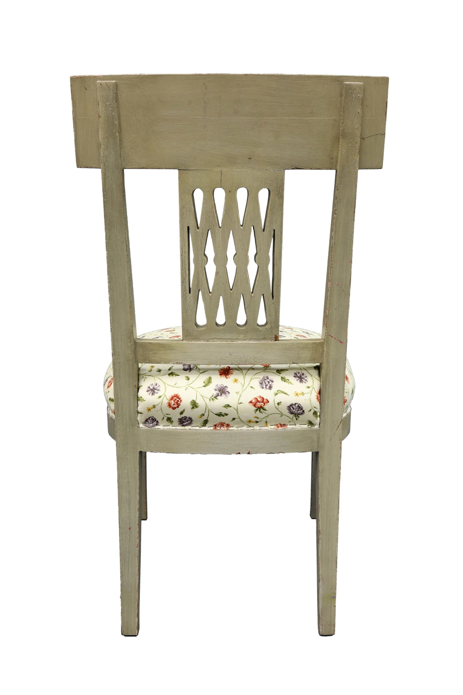 Vintage Mid Century Crisscross Back Floral Print Chair - 4