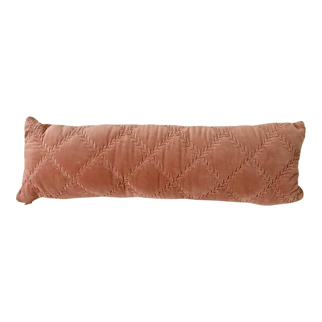 Bella Notte and Linen Long Lumber Pillow in Rouge and Natural Linen: Bella Notte and Linen Long Lumber Pillow in Rouge and natural linen. Custom made long lumber pillow made with Bella Notte Linen fabric cotton velvet. Fabric has been discontinued and is no longer