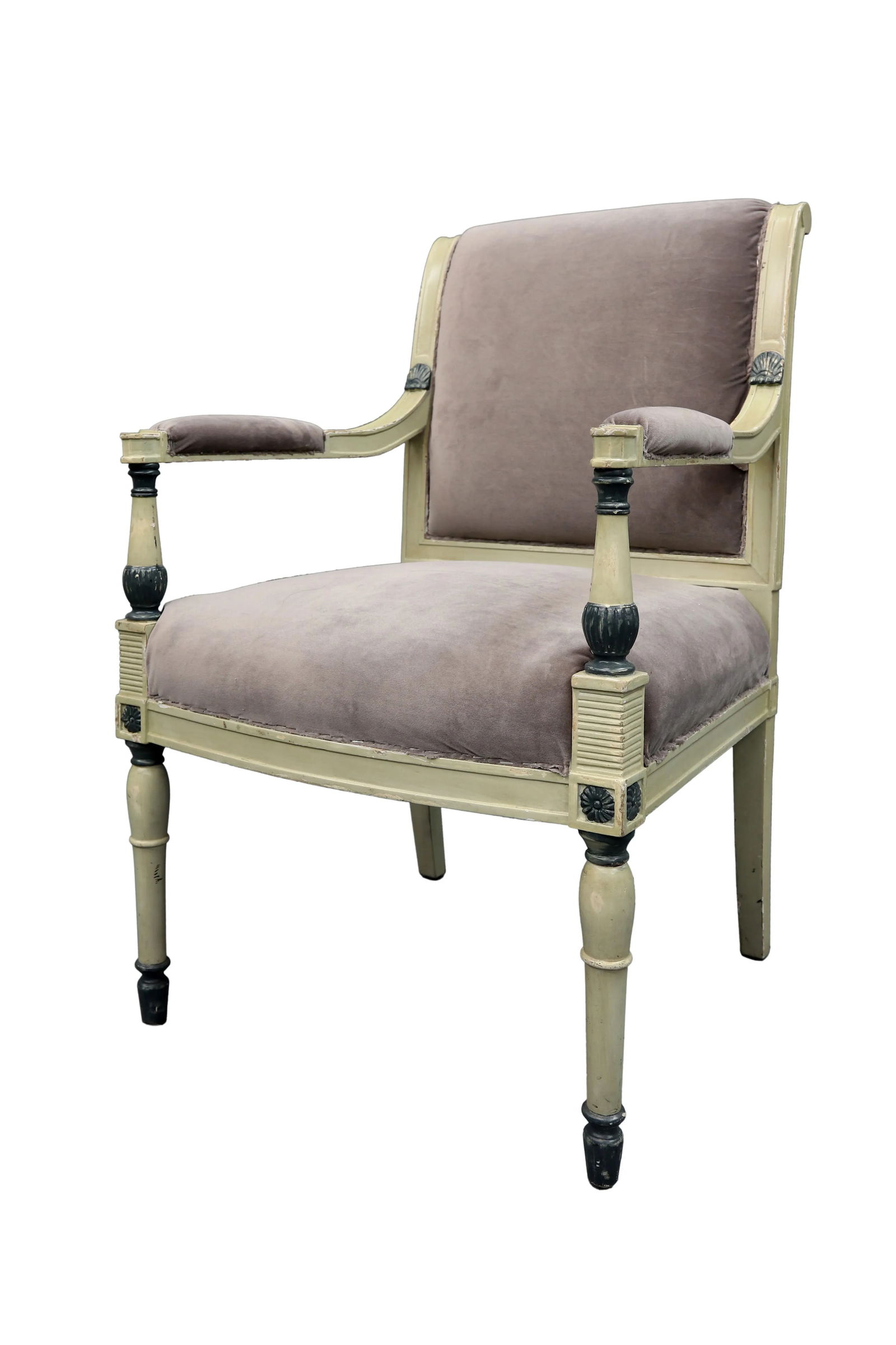 Vintage Gray Upholstered Arm Chair - 2