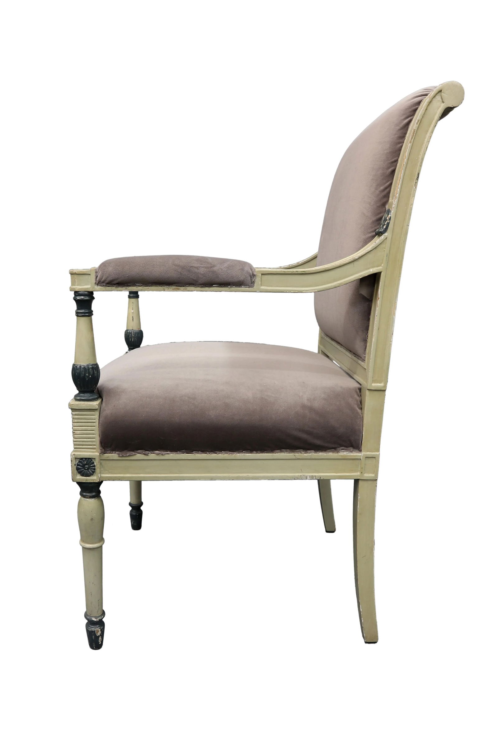 Vintage Gray Upholstered Arm Chair - 3