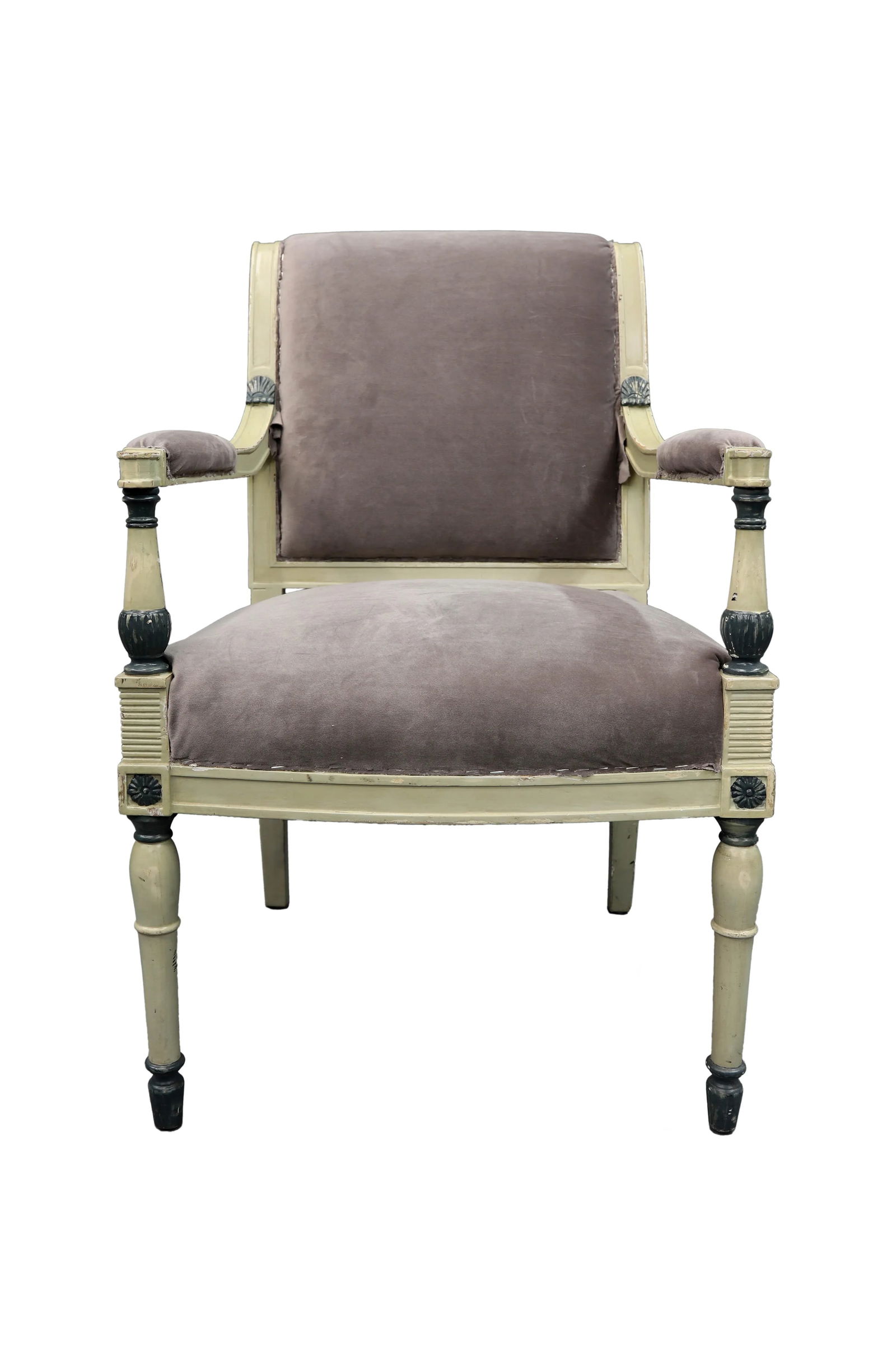 Vintage Gray Upholstered Arm Chair - 5