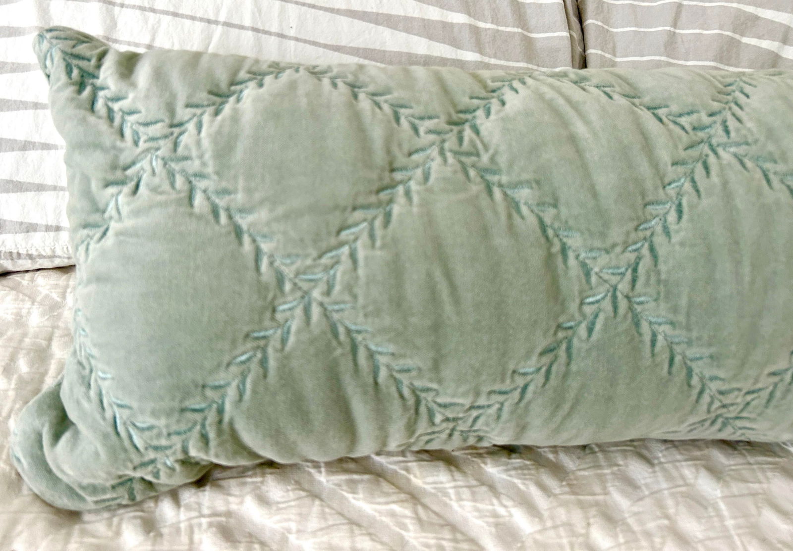 Bella Notte and Linen Long Lumber Pillow in Eucalyptus - 3