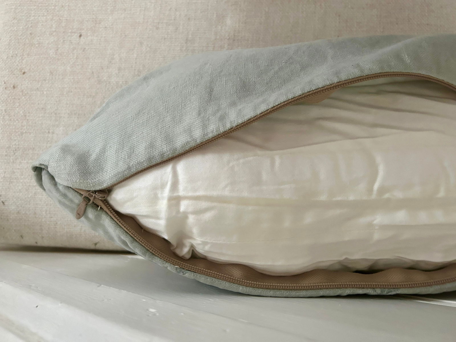 Bella Notte and Linen Long Lumber Pillow in Eucalyptus - 6