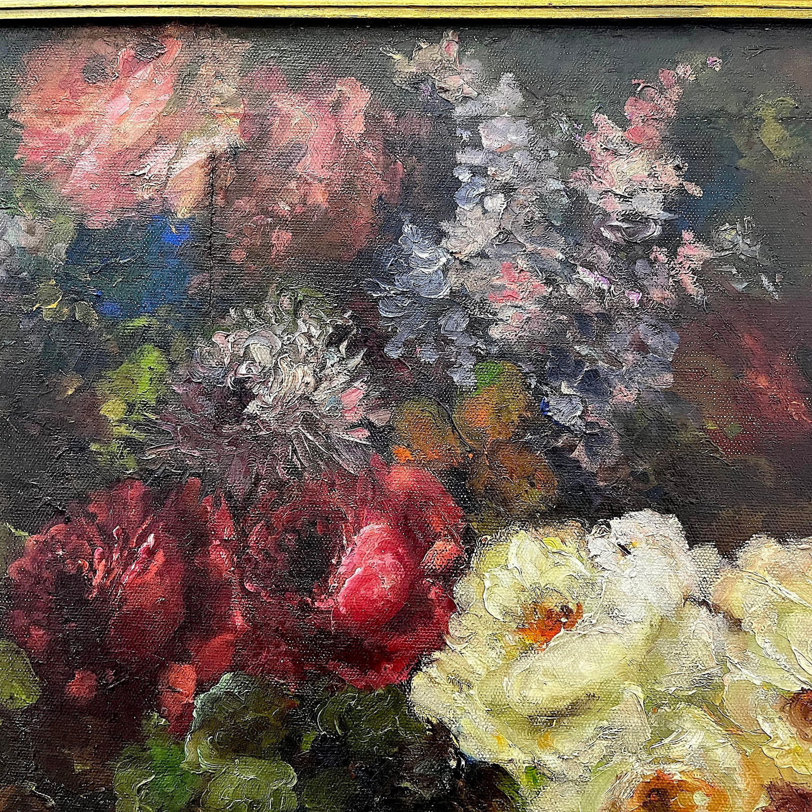 Early 20th Century Floral Still Life Oil Painting on Canvas, Framed - 3