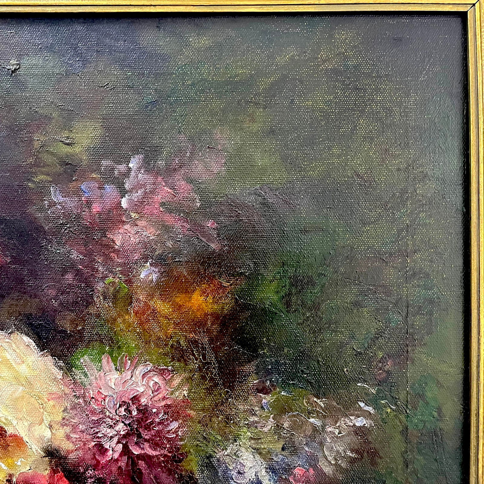 Early 20th Century Floral Still Life Oil Painting on Canvas, Framed - 4